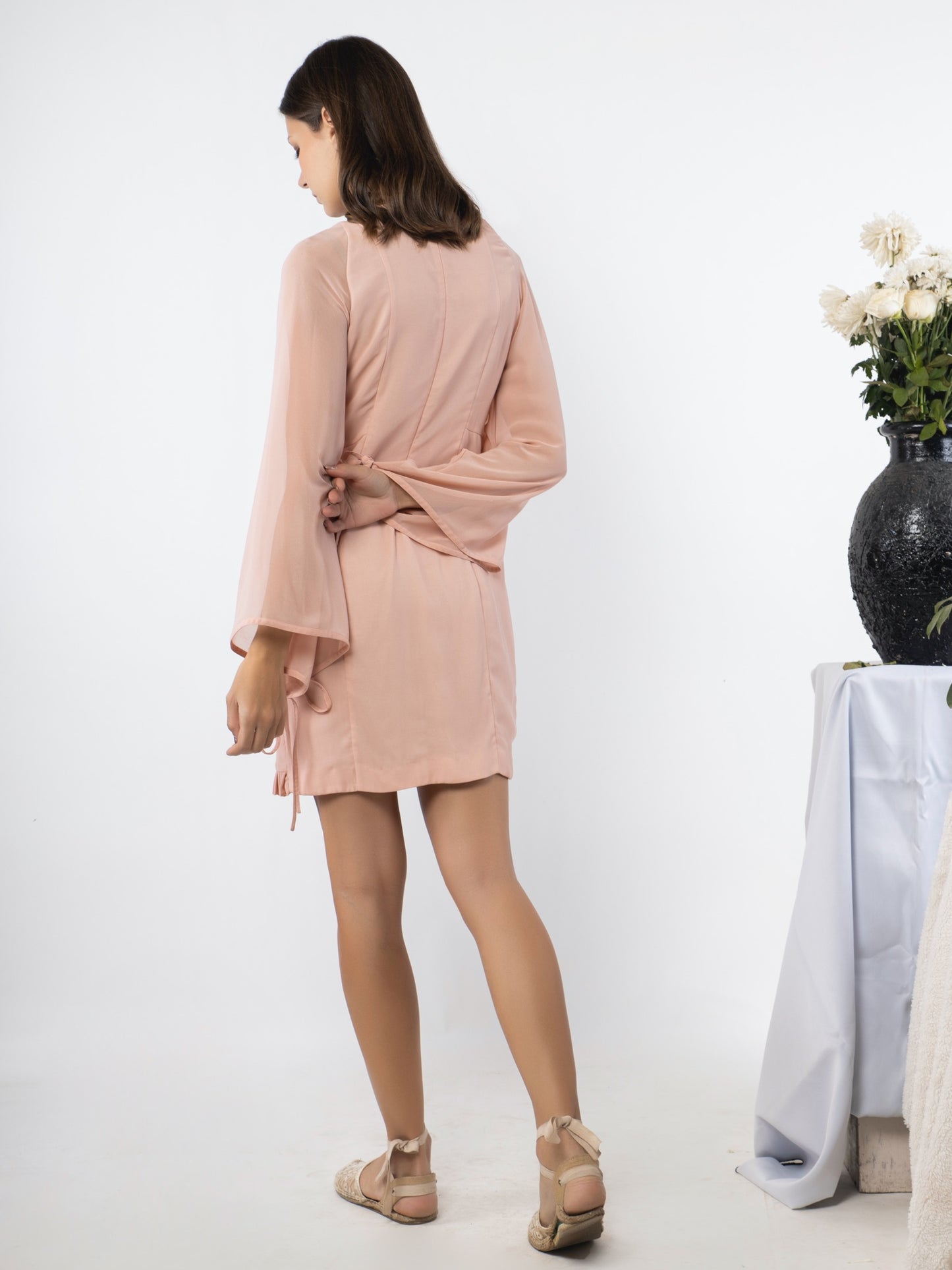 Front embroidered georgette dress. image 4