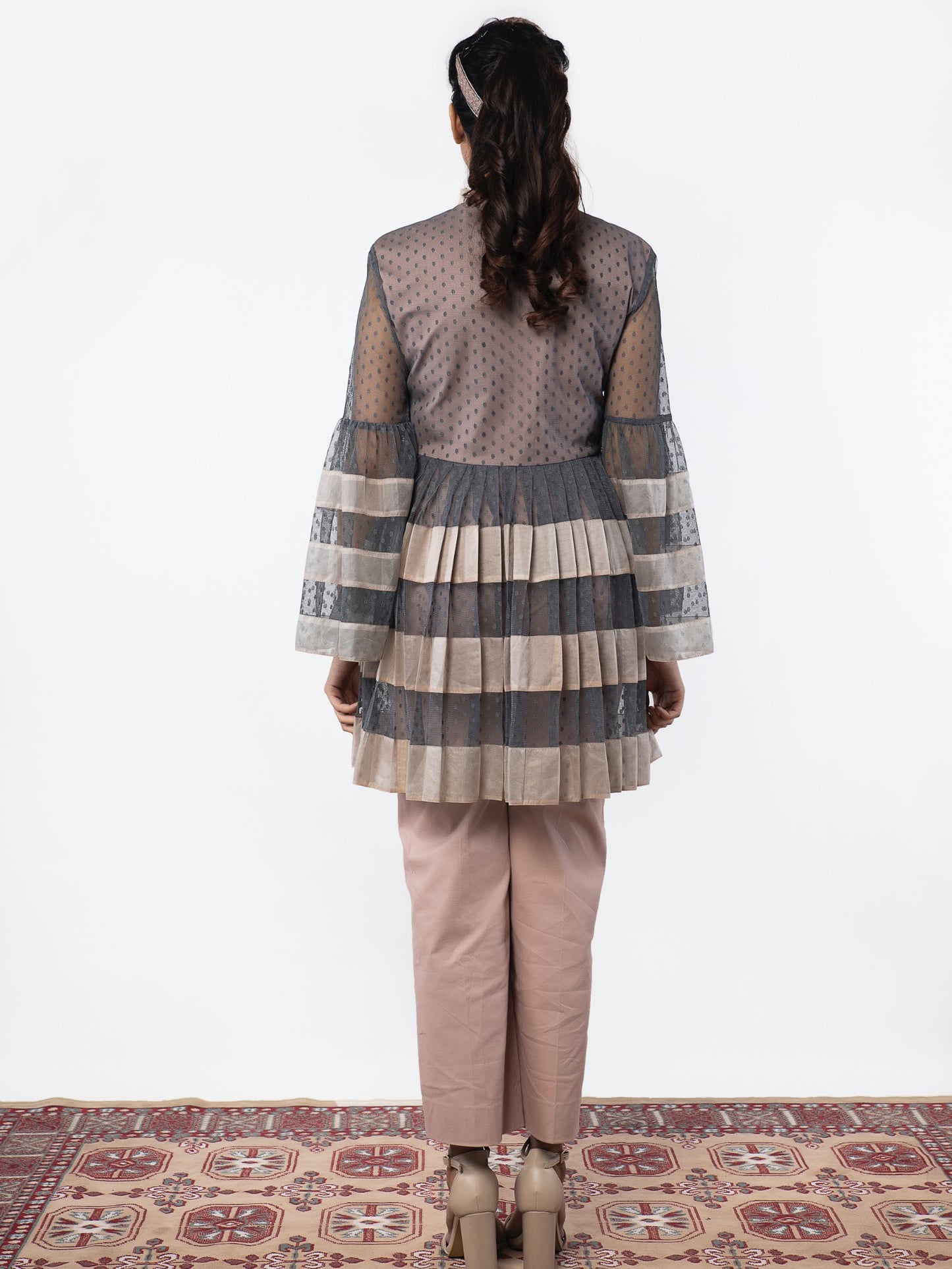 Blue patchwork tunic with straight fit pants image 2