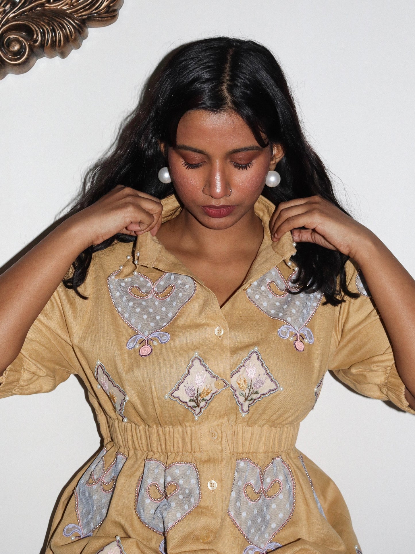 Mustard Linen shirt dress image 1