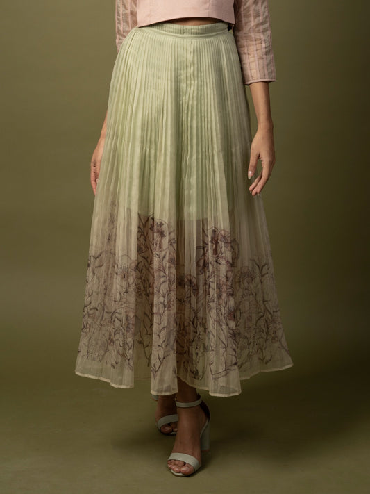 Printed organza skirt. (Green ombre) image 0