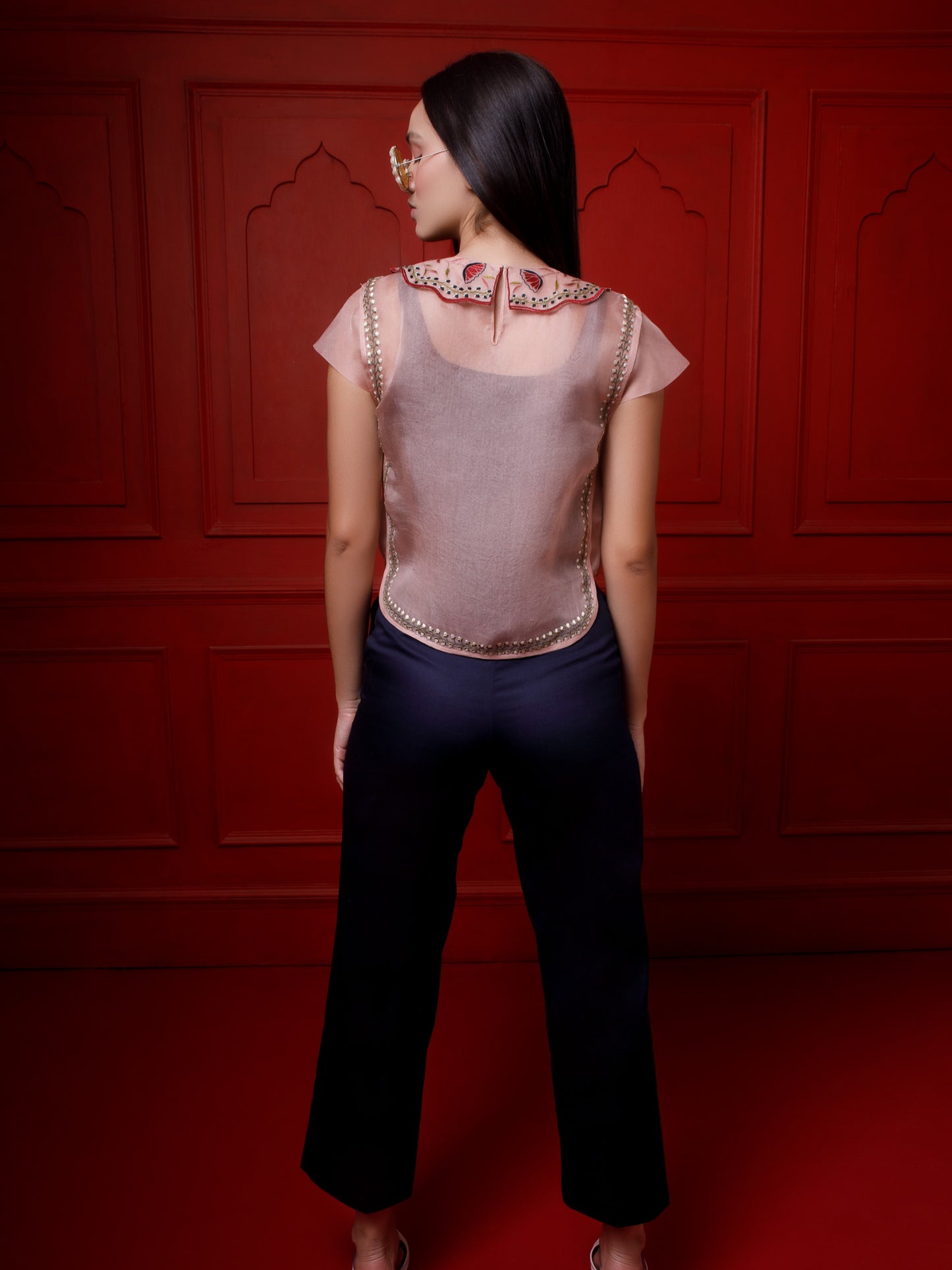 Co-ord set with with embroidered organza over top. image 2