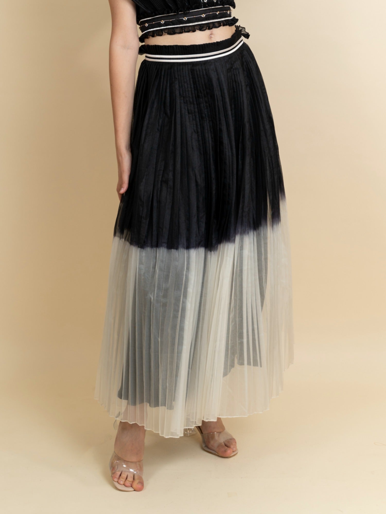 Pleated organza skirt. (Black) image 0