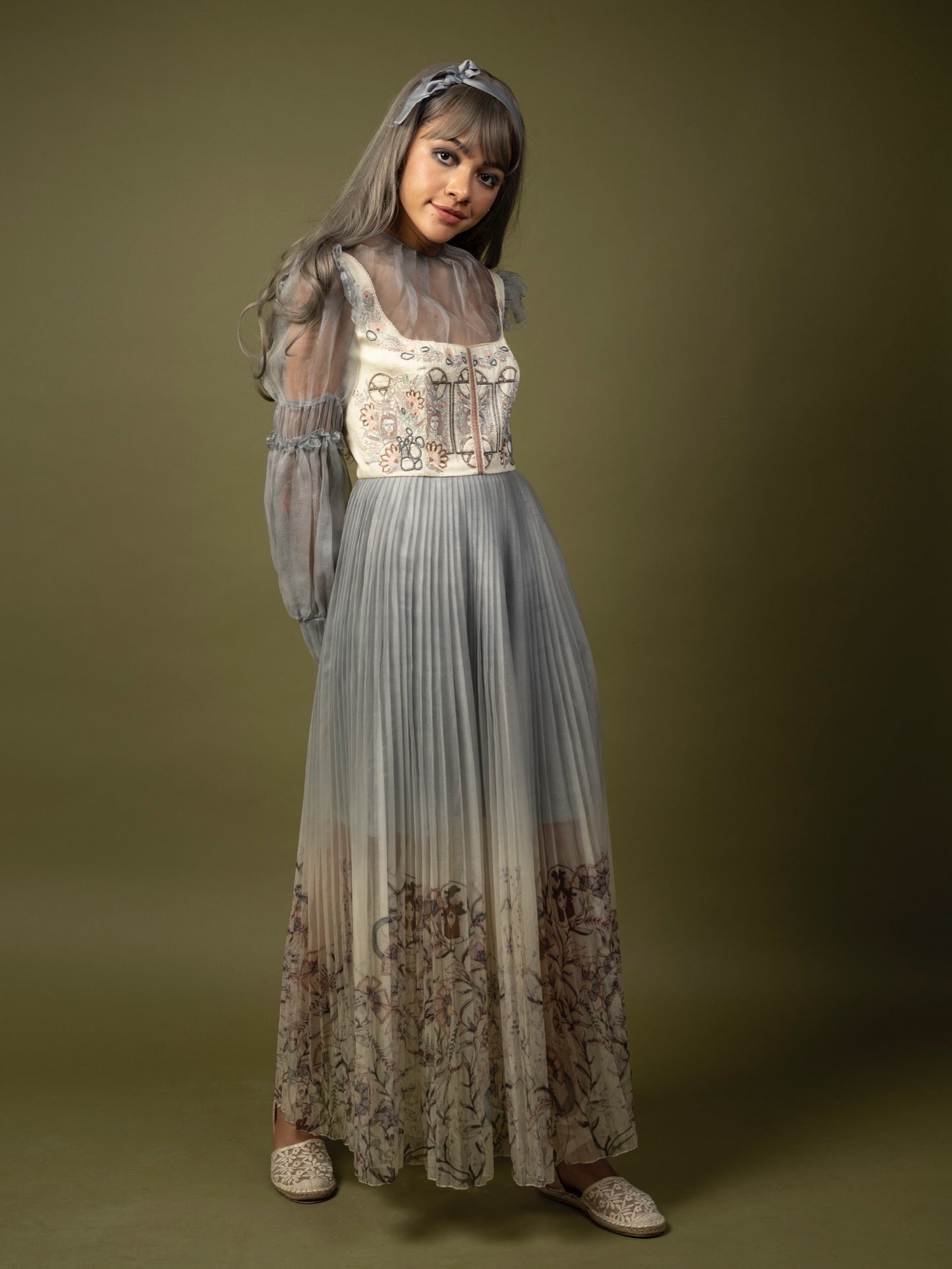 Dusty blue organza gown. image 1