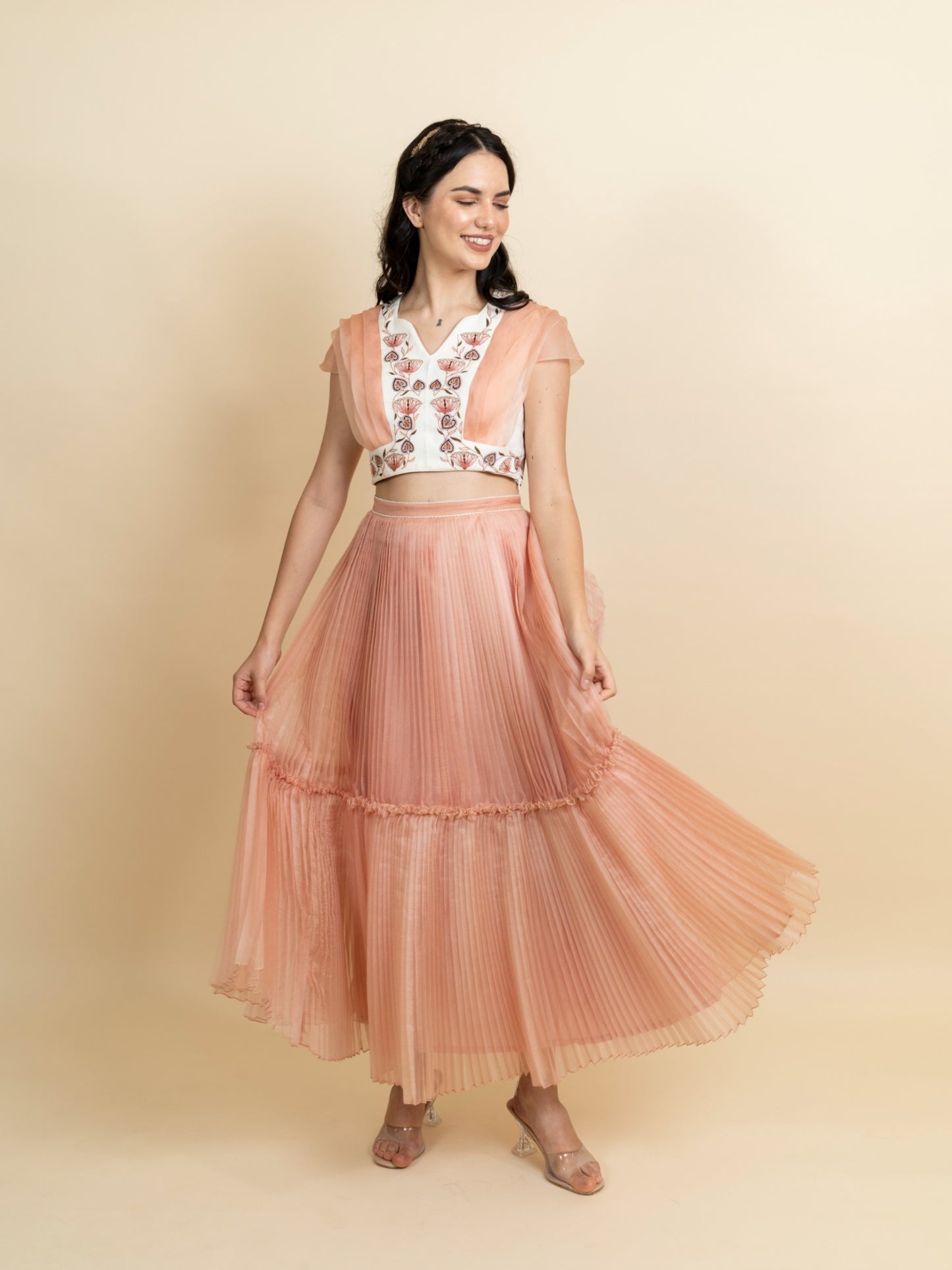 Floral embroidered crop top image 1