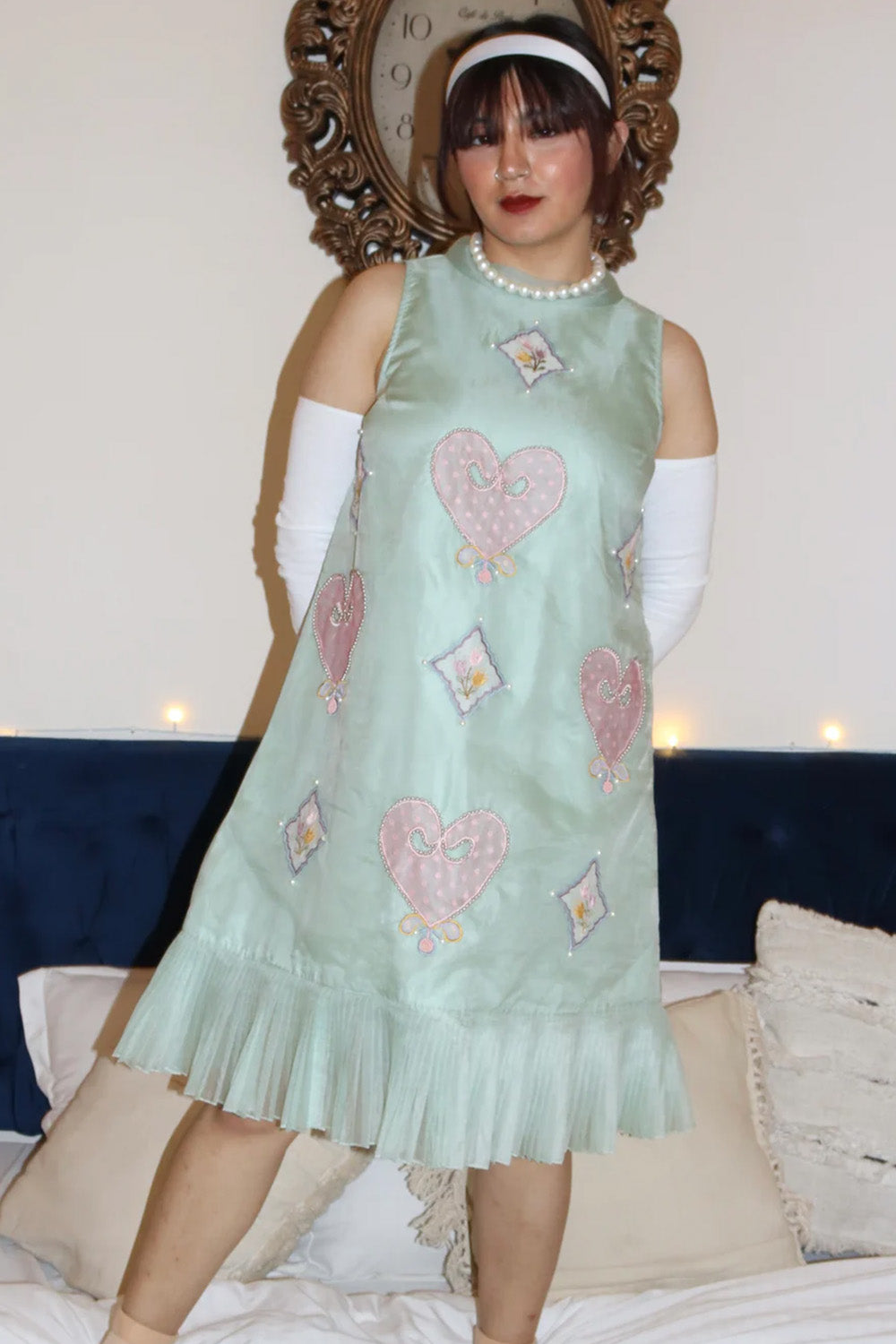 Mint organza skater dress