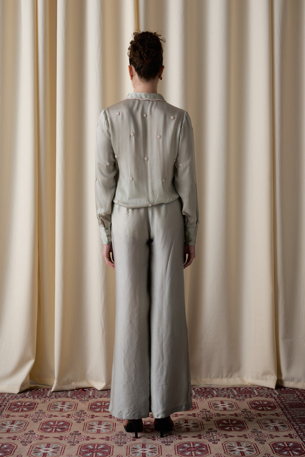 Sage lotus satin pants