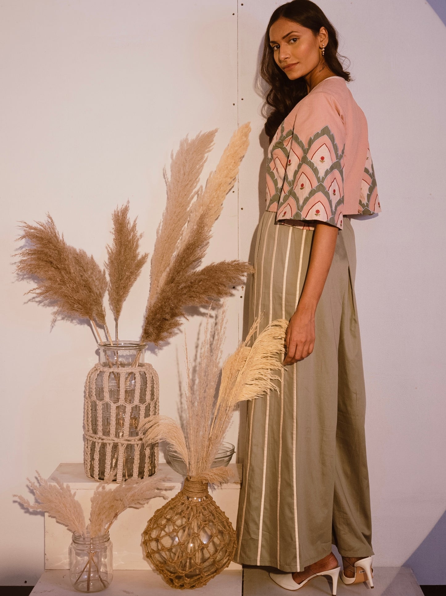 Sage green flare pants image 2
