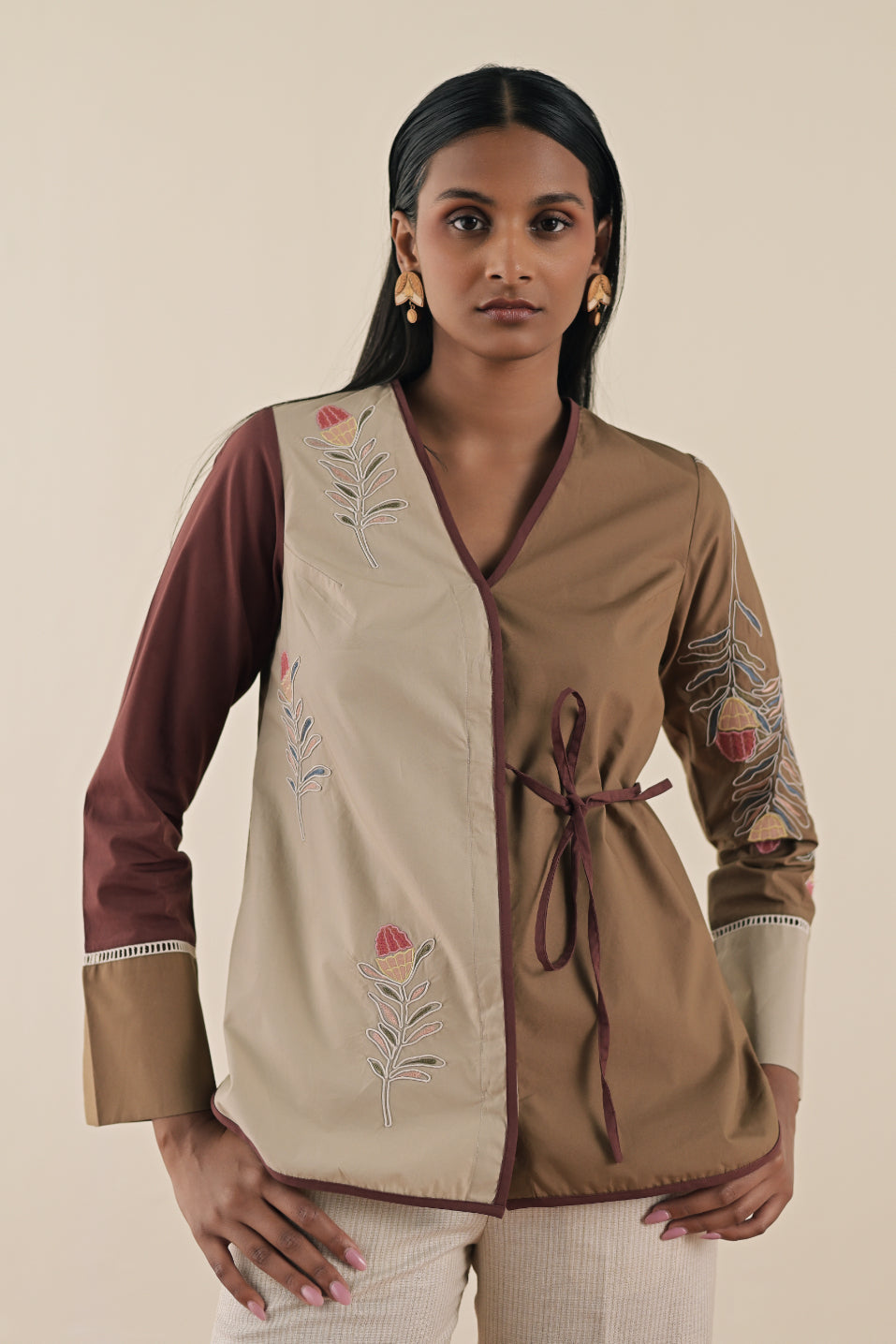Triad wrap around top with textured pants image 1