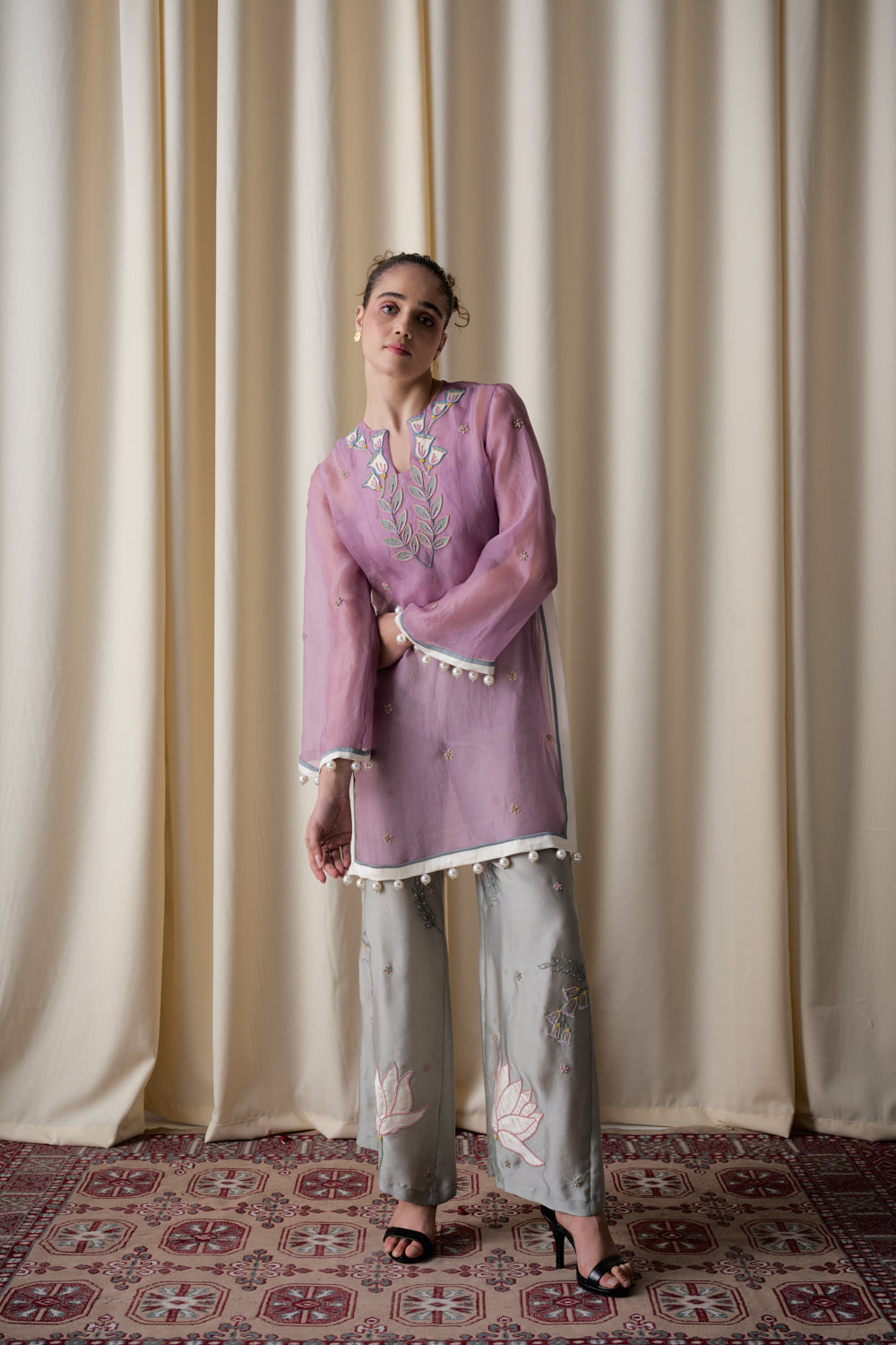 Lilac sheer tunic ensemble image 1