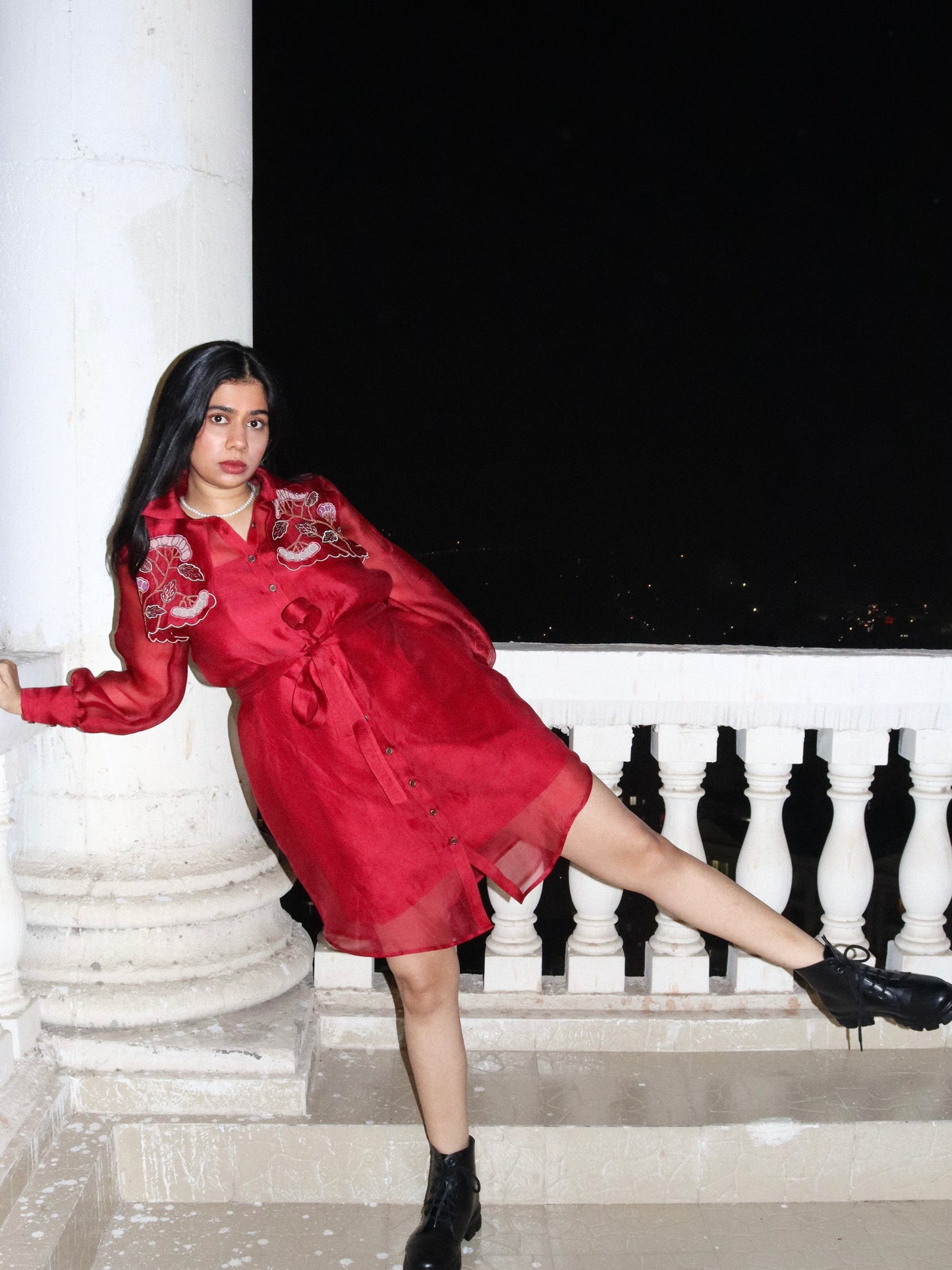 Ruby red trench dress image 2