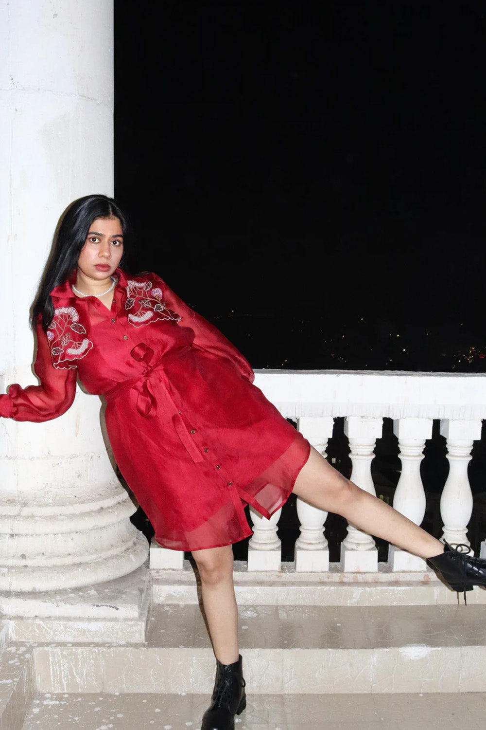 Ruby red trench dress