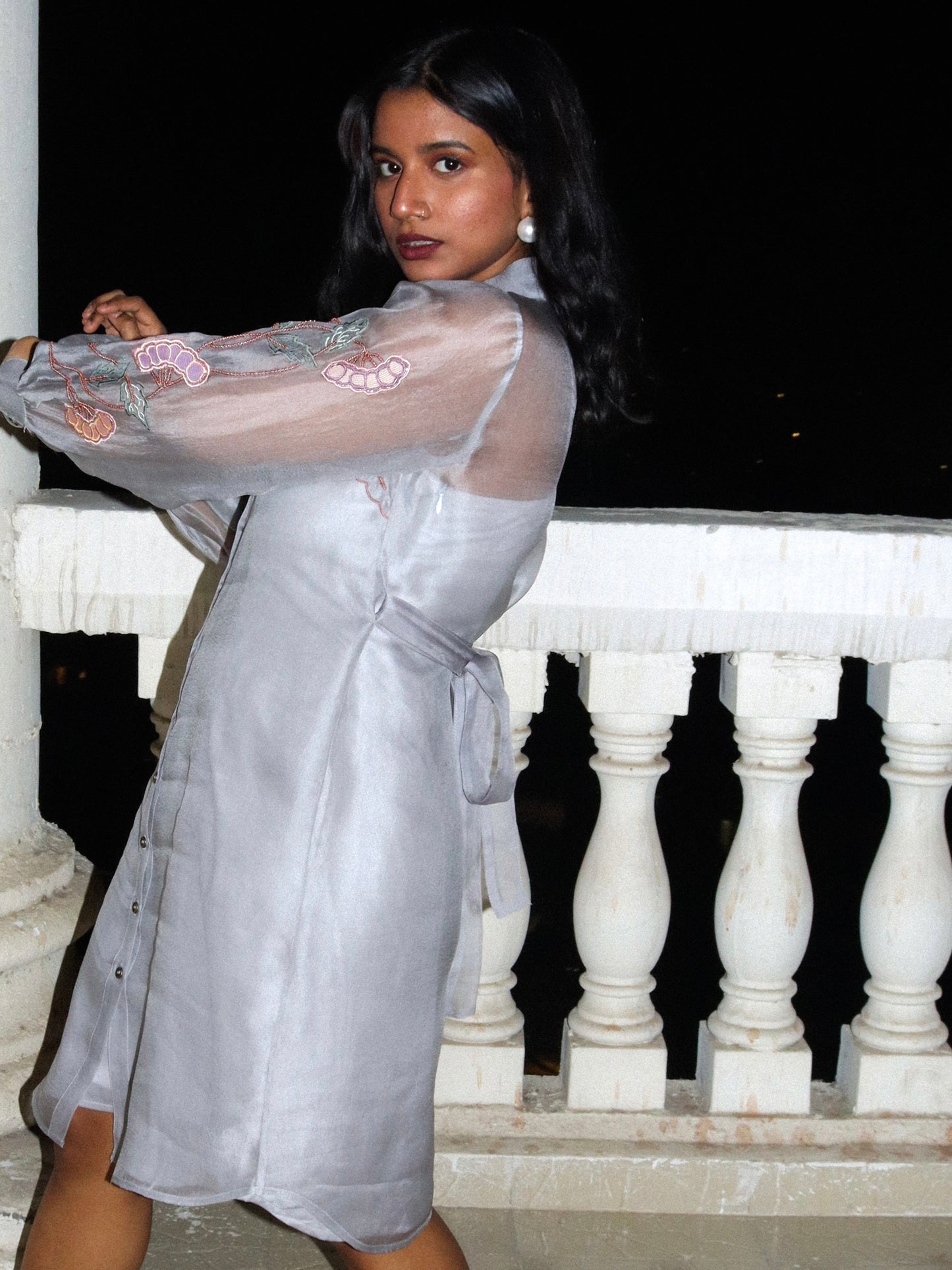 Grey trench organza dress image 3