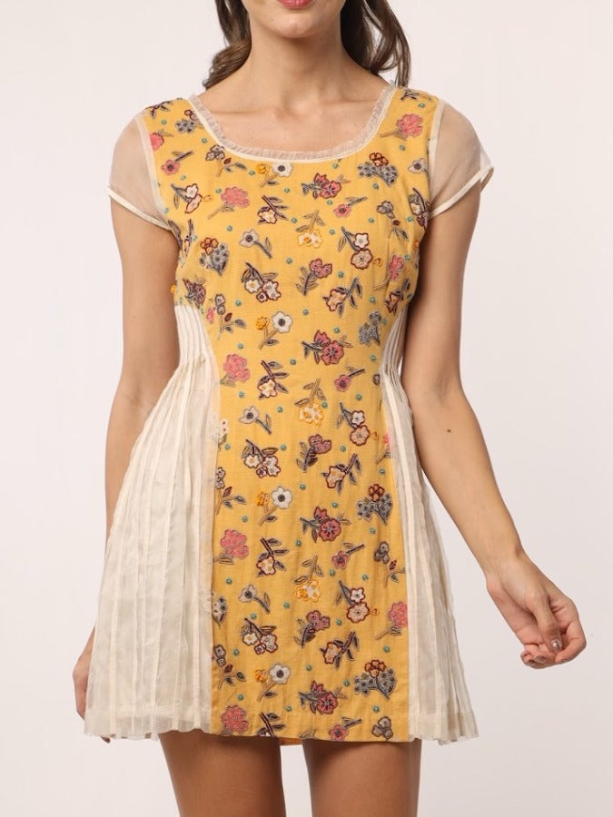 Yellow skater dress. image 3