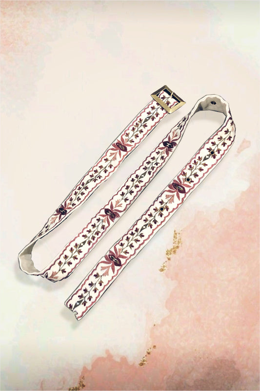 White lotus embroidered belt. image 1