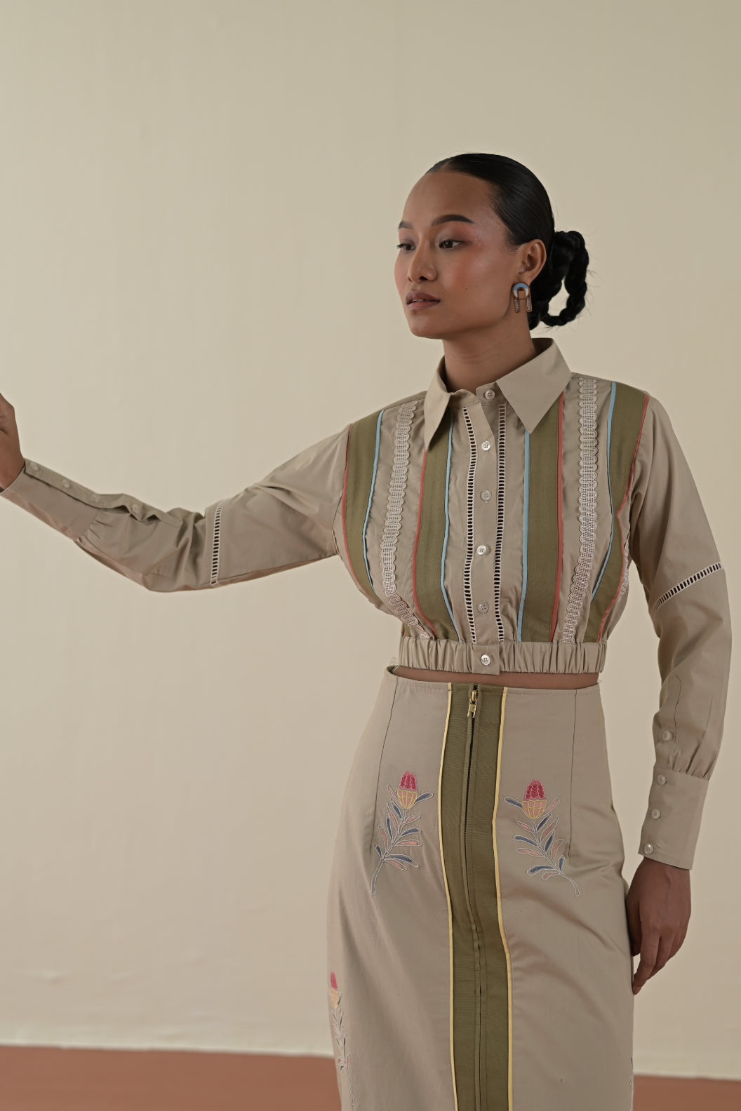 Stripe crop shirt image 0