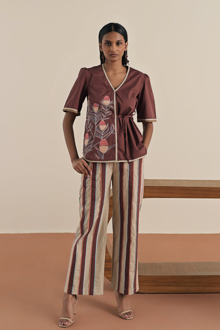 Sicily sangria top with rosemary stripe pants image 0