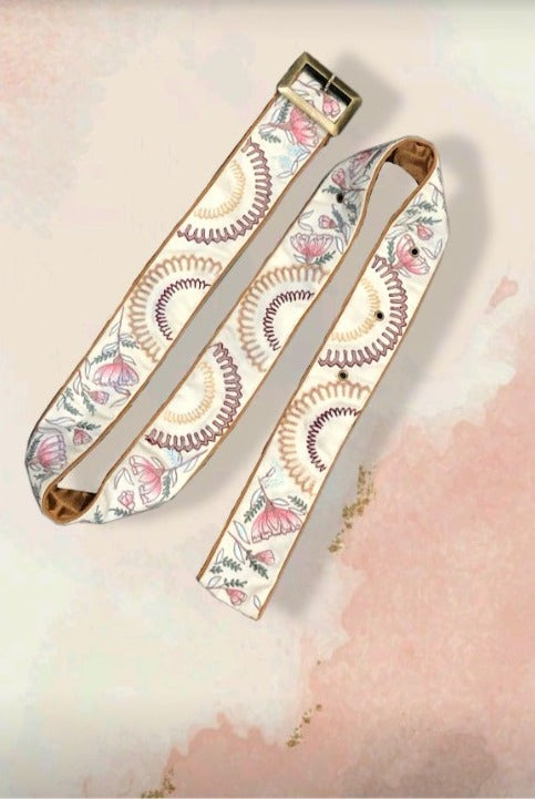 White floral embroidered belt image 0