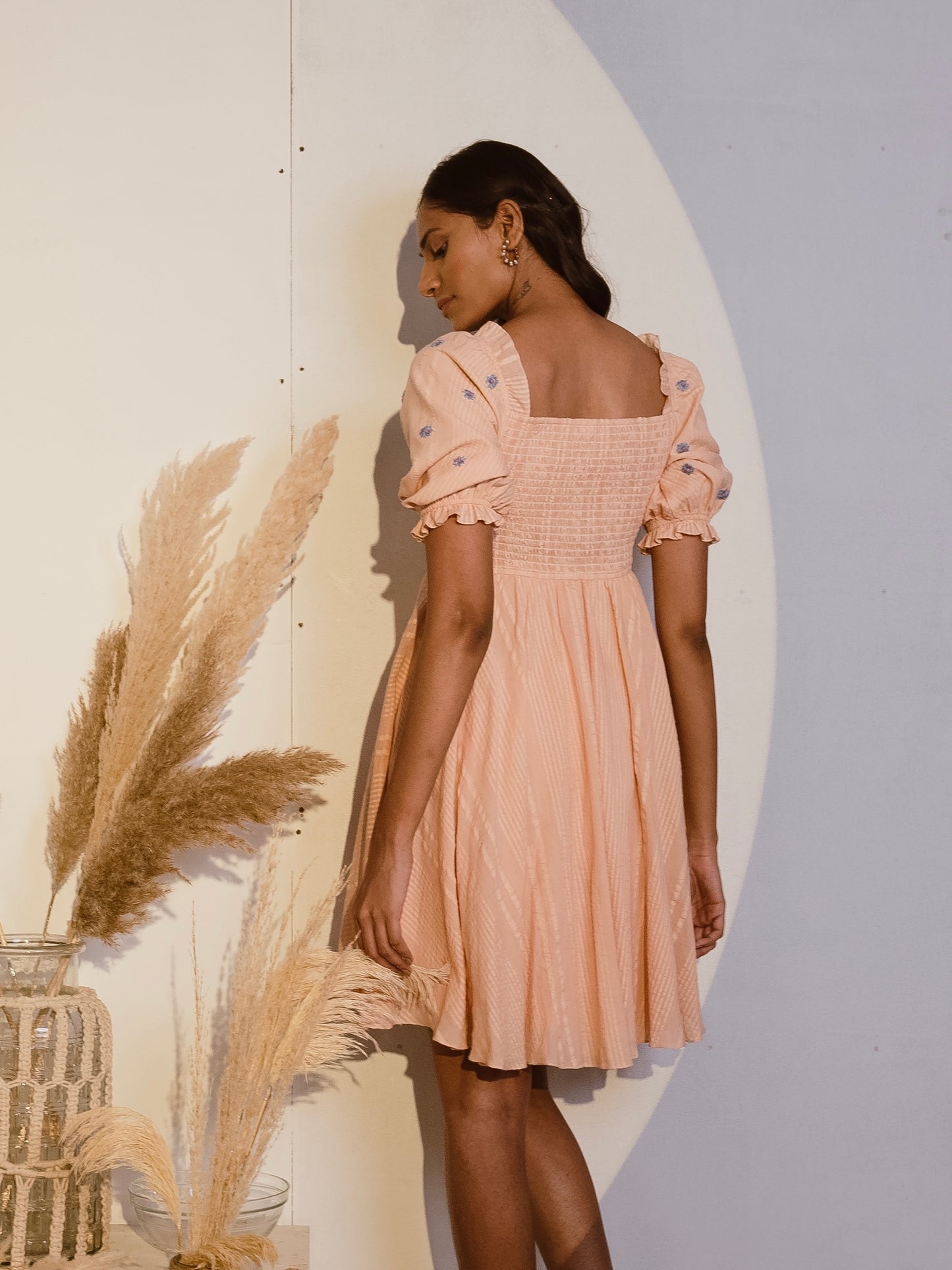 Peach embroidered dress image 2