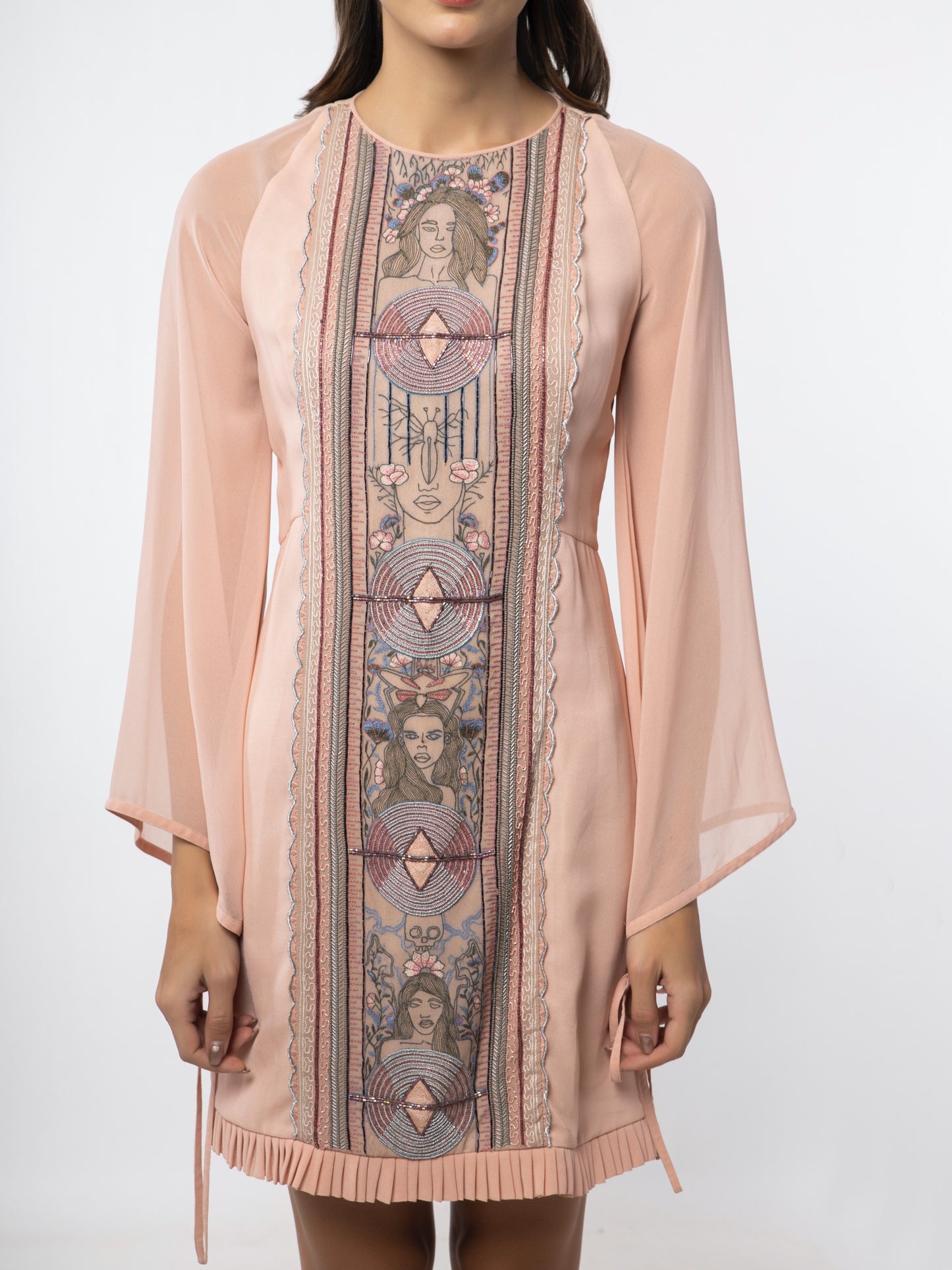 Front embroidered georgette dress. image 2