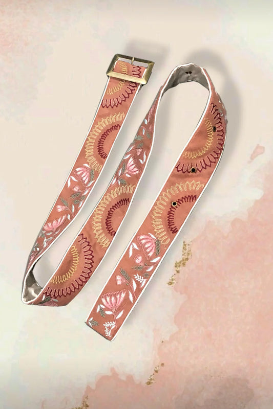 Floral embroidered belt.