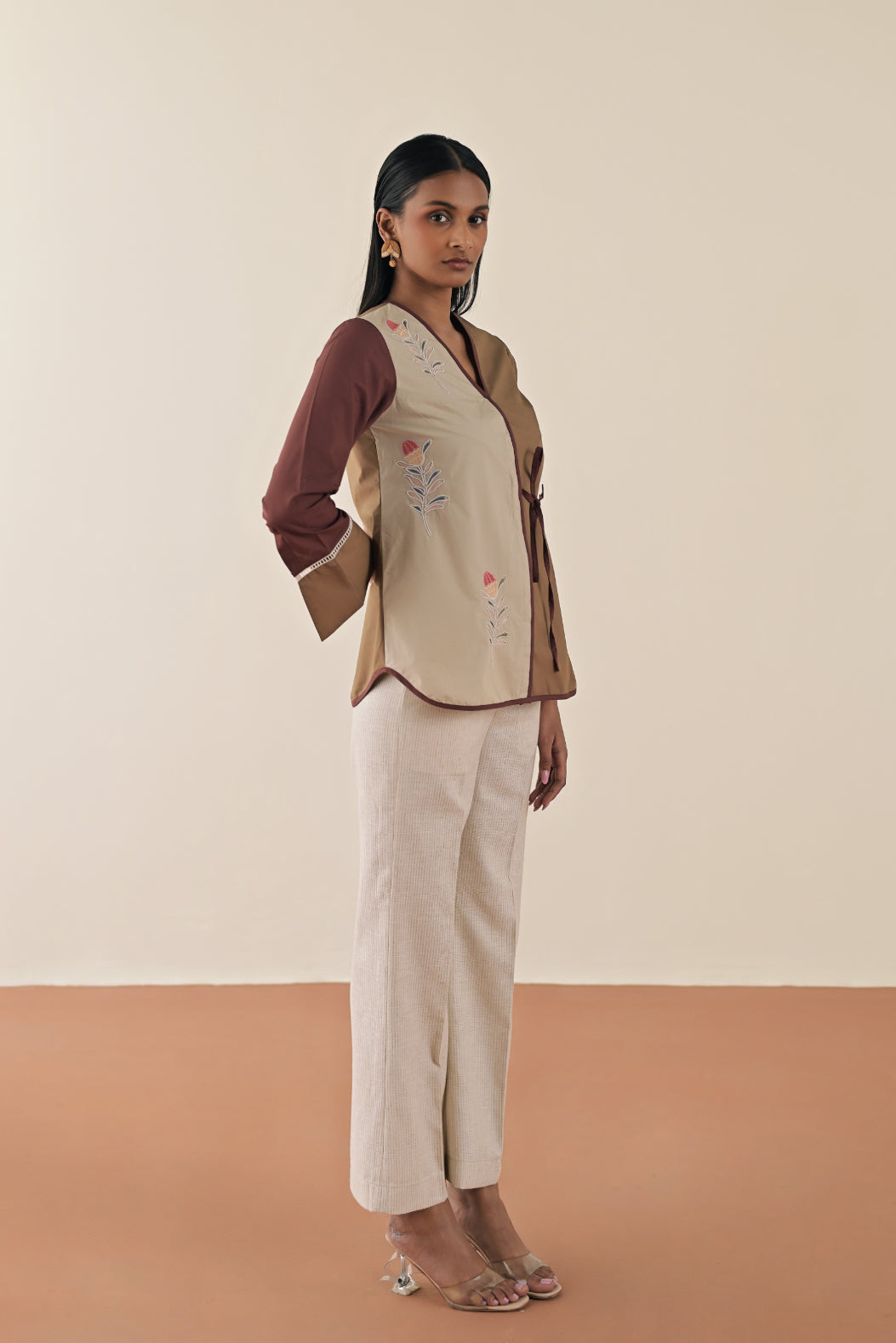 Triad wrap around top with textured pants image 2