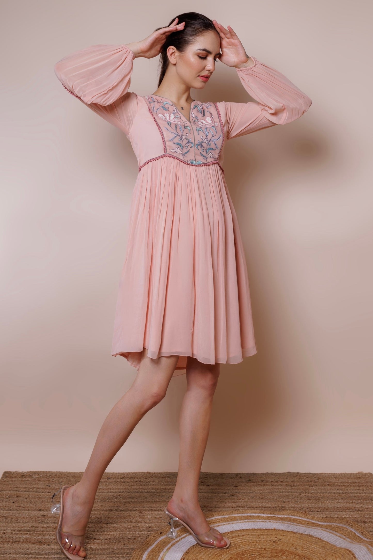 Pink georgette dress image 2