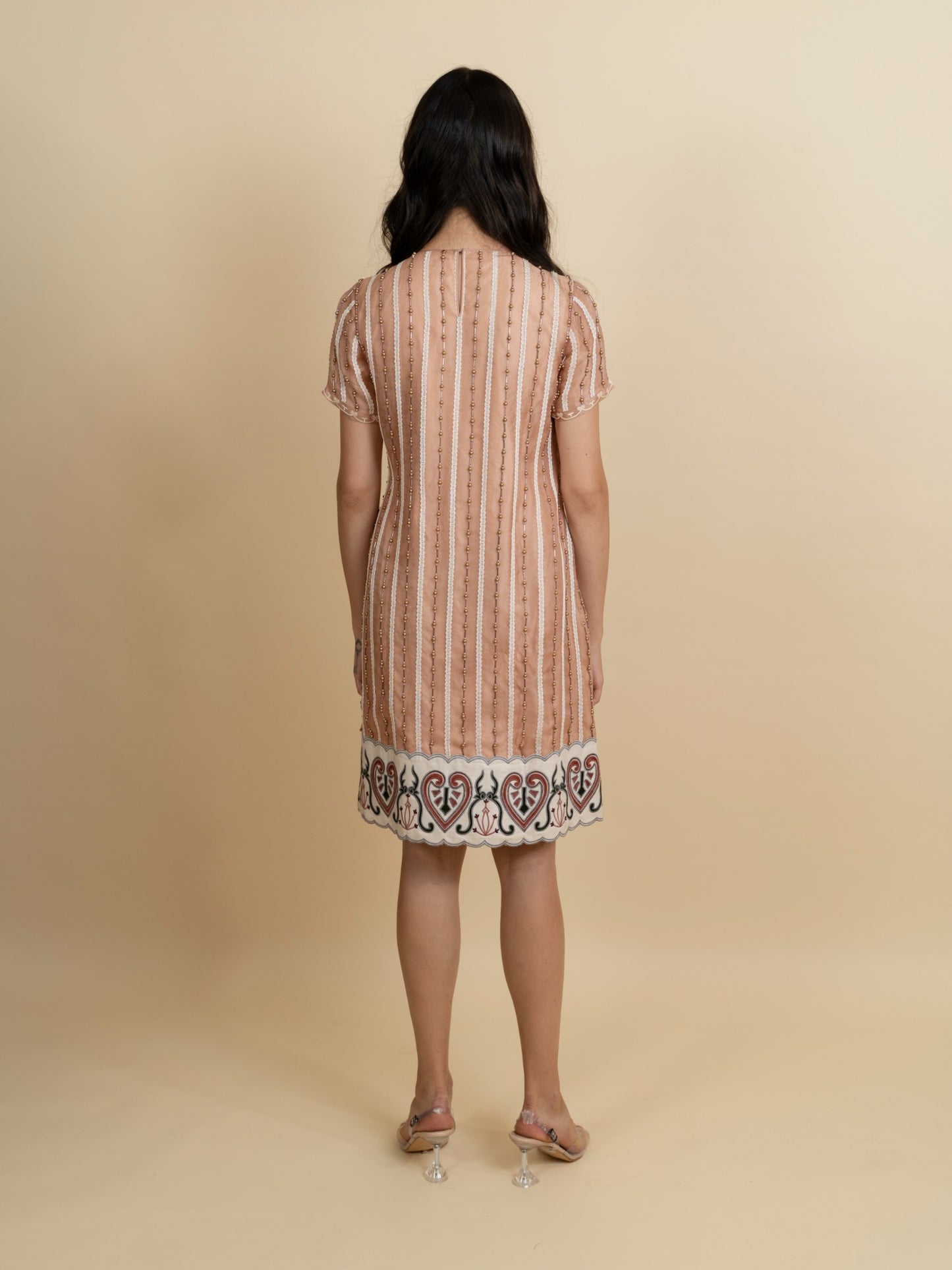 Galaxy embroidered knee length dress with sleeves. image 4