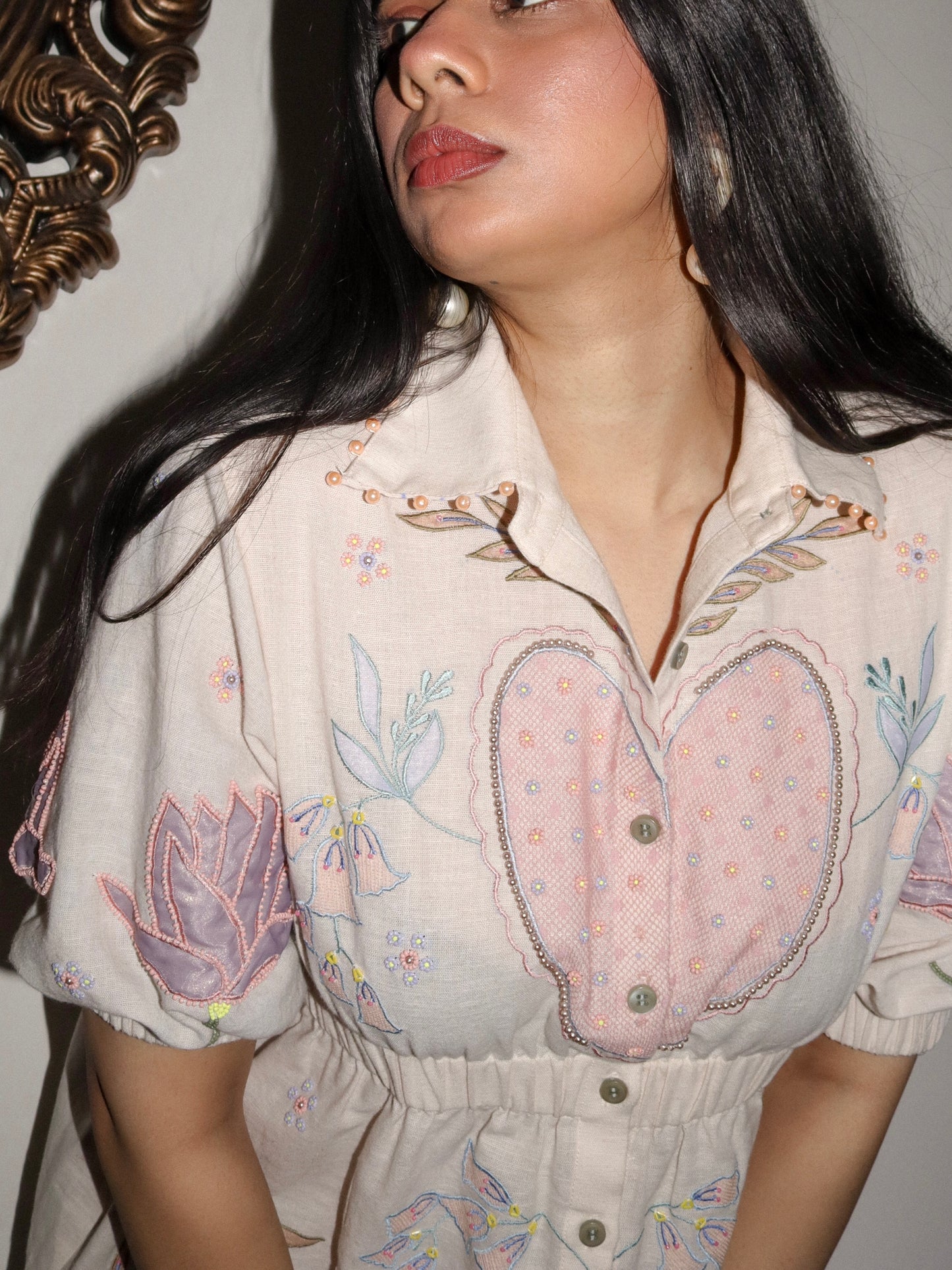 Ivory linen shirt dress image 2