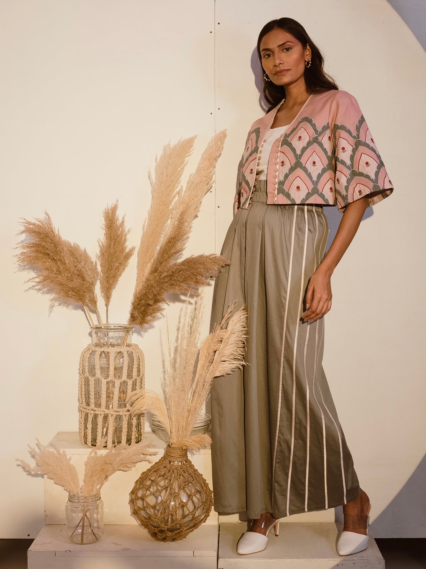 Sage green flare pants image 1