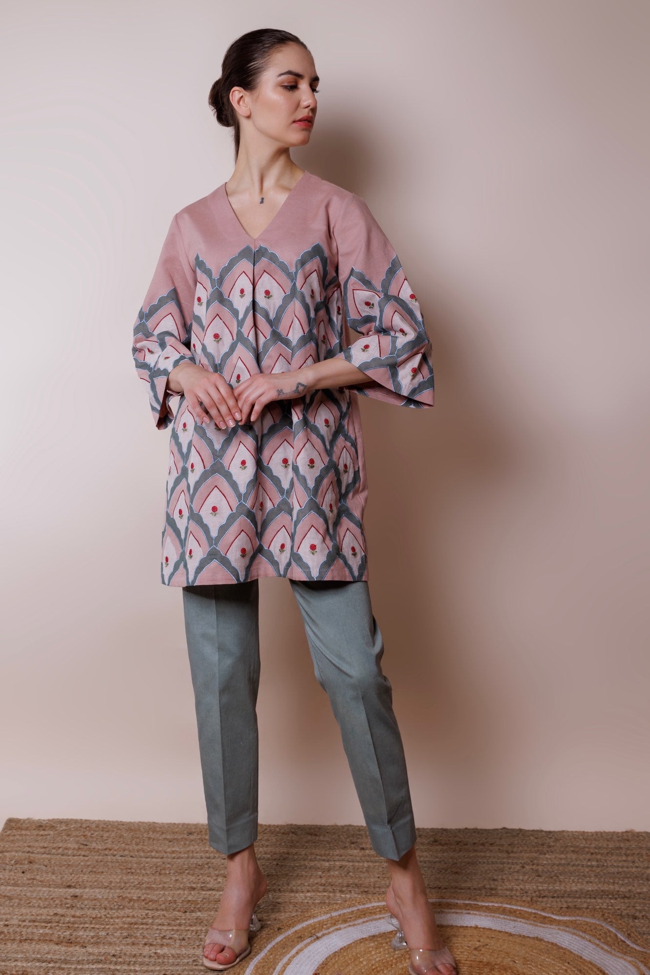 Pink patch work tunic & pants image 3