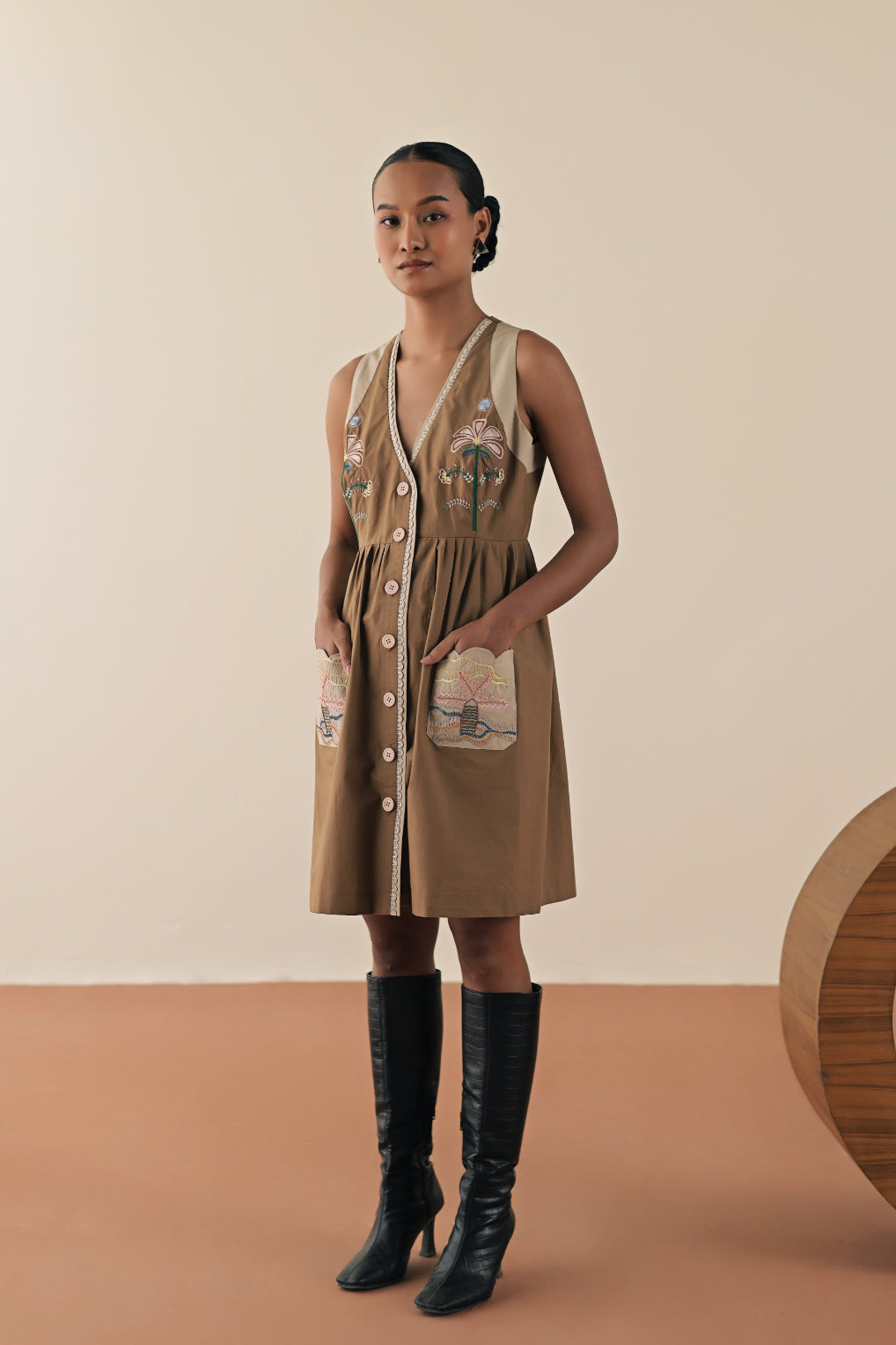 Tampa walnut embroidered dress image 2