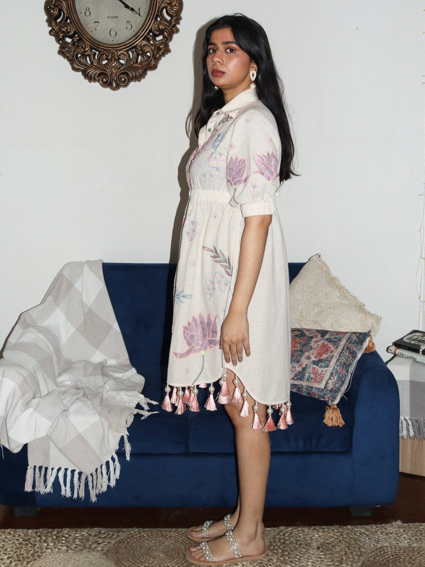 Ivory linen shirt dress image 1