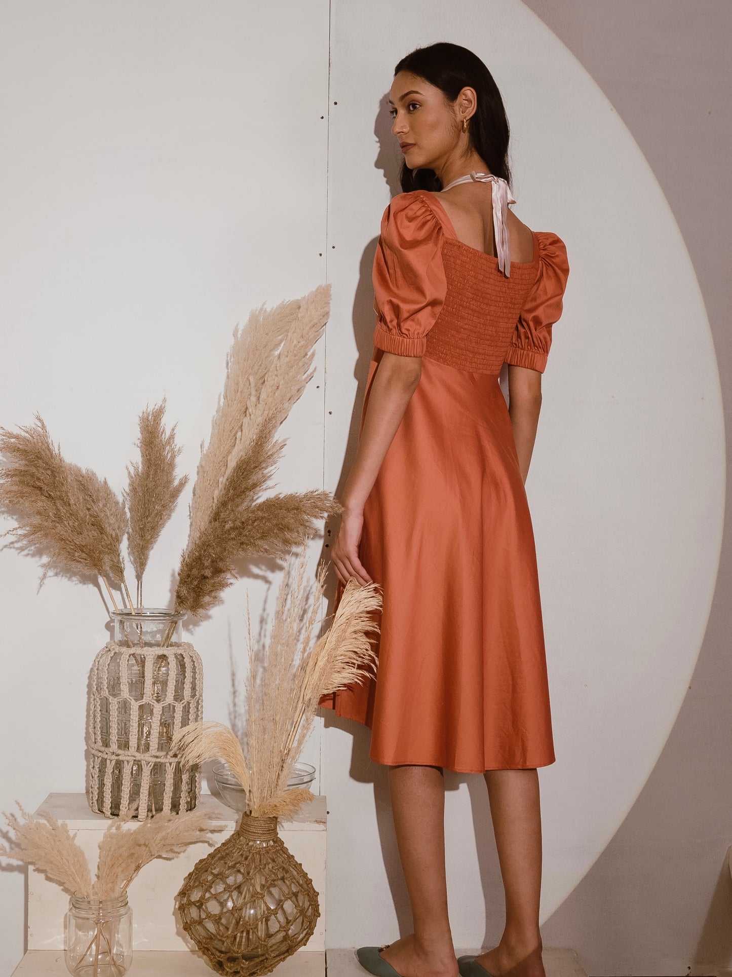 Orange mid length dress image 2