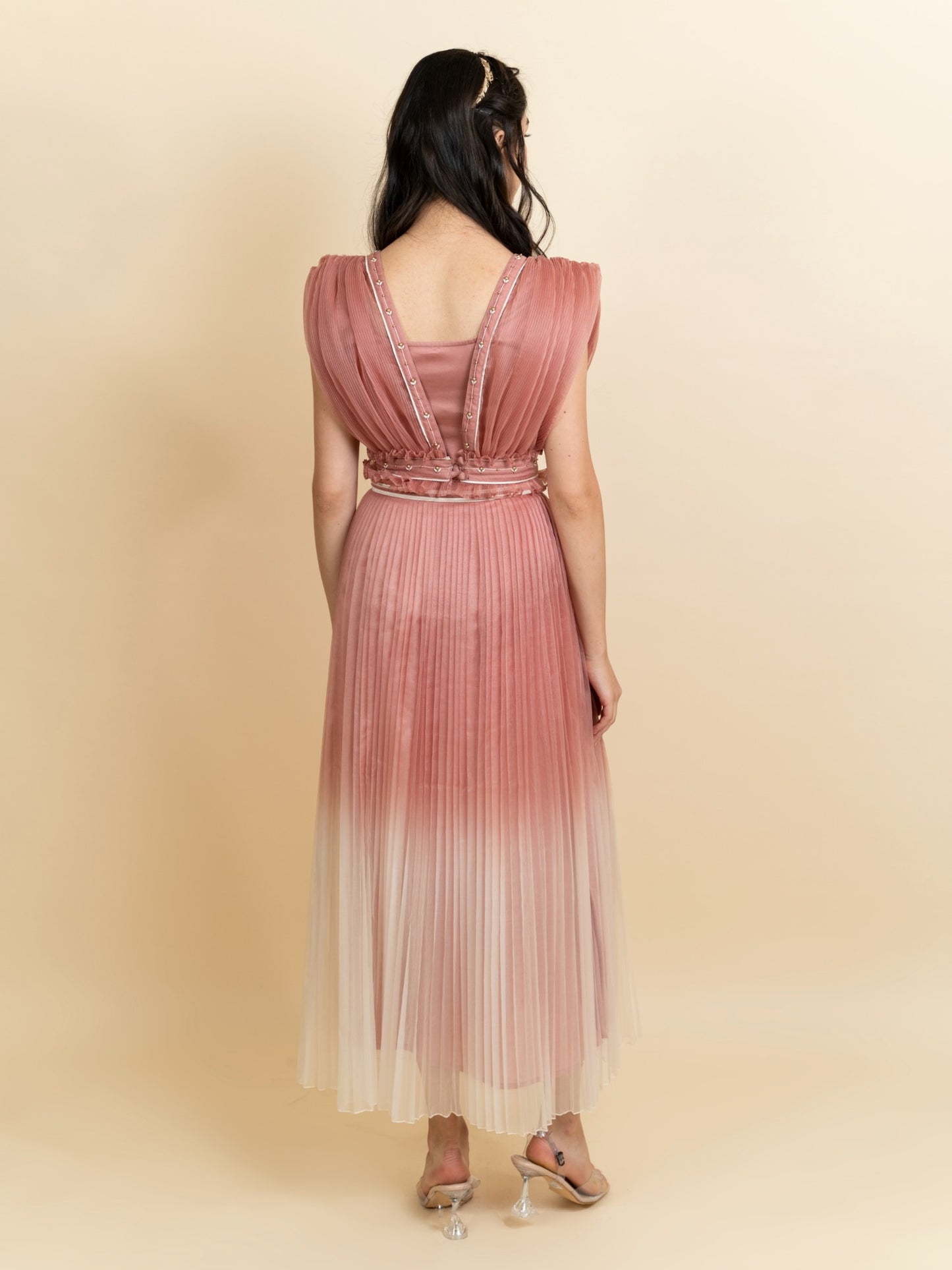 Draped organza top with skirt. (Blush pink) image 4