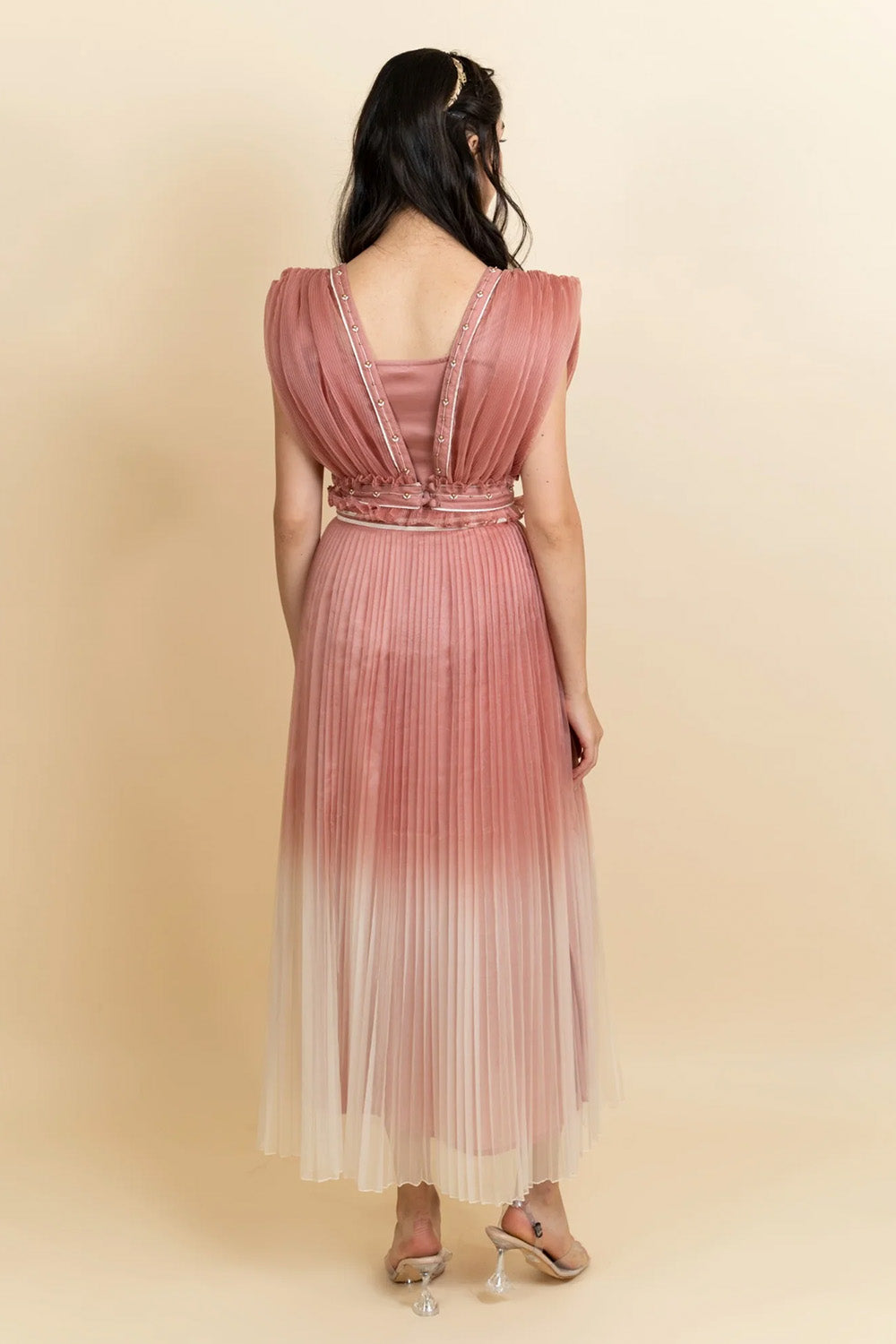 Draped organza top with skirt. (Blush pink)