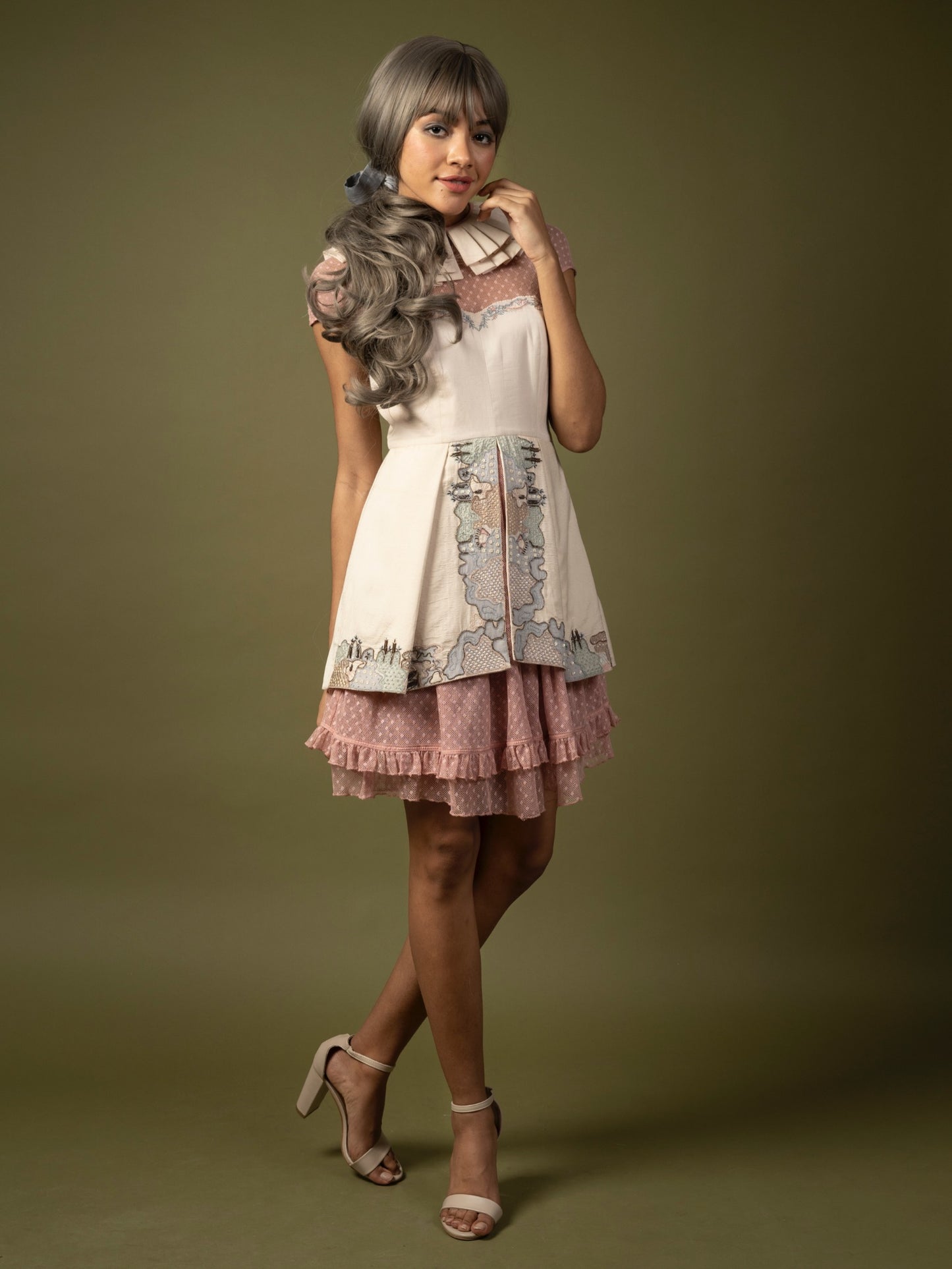 Front patchwork embroidered dress. image 0