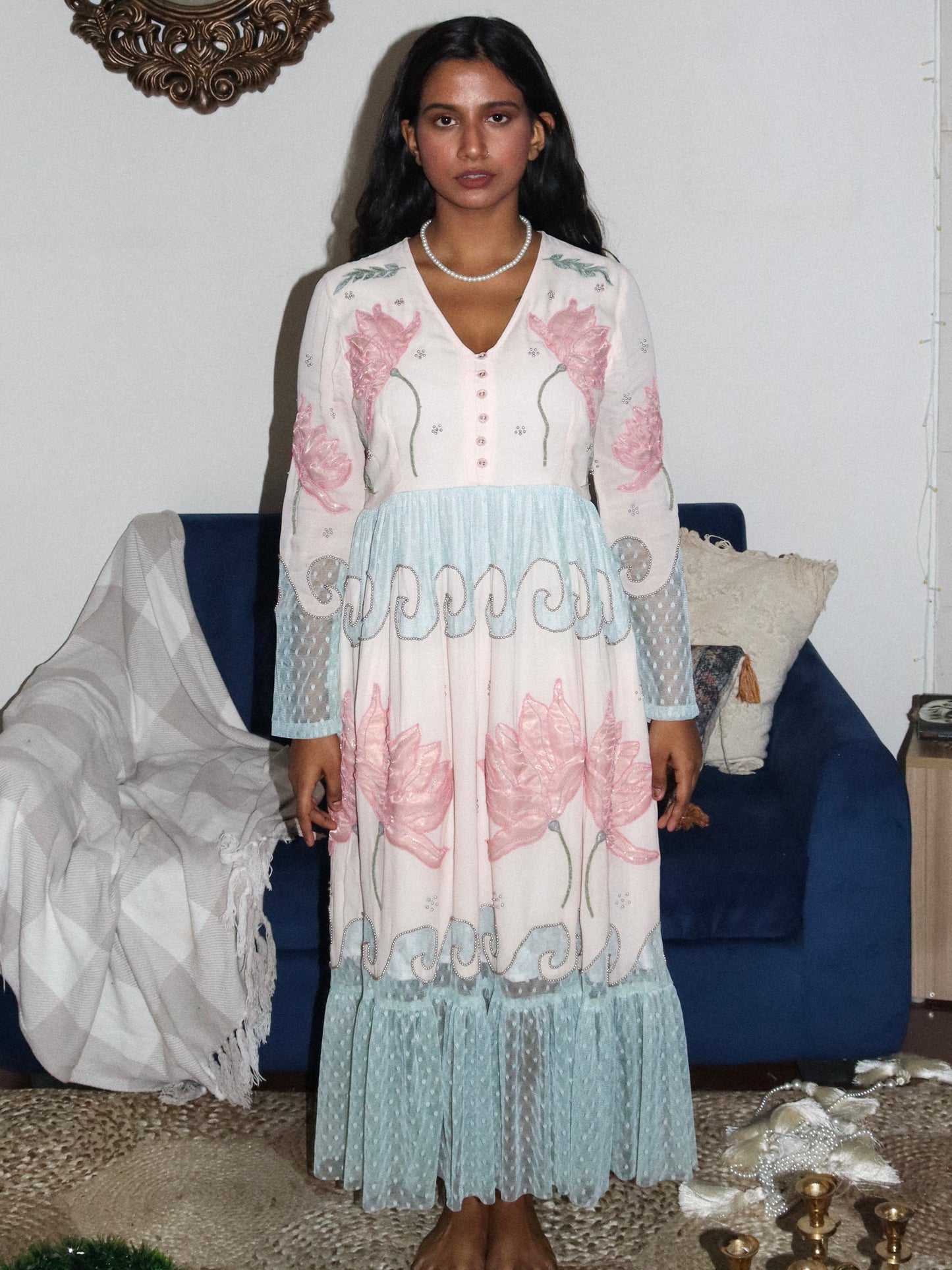 Floral embroidered Ankle length dress image 0