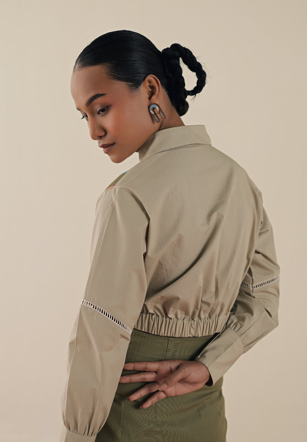 Stripe crop shirt image 5