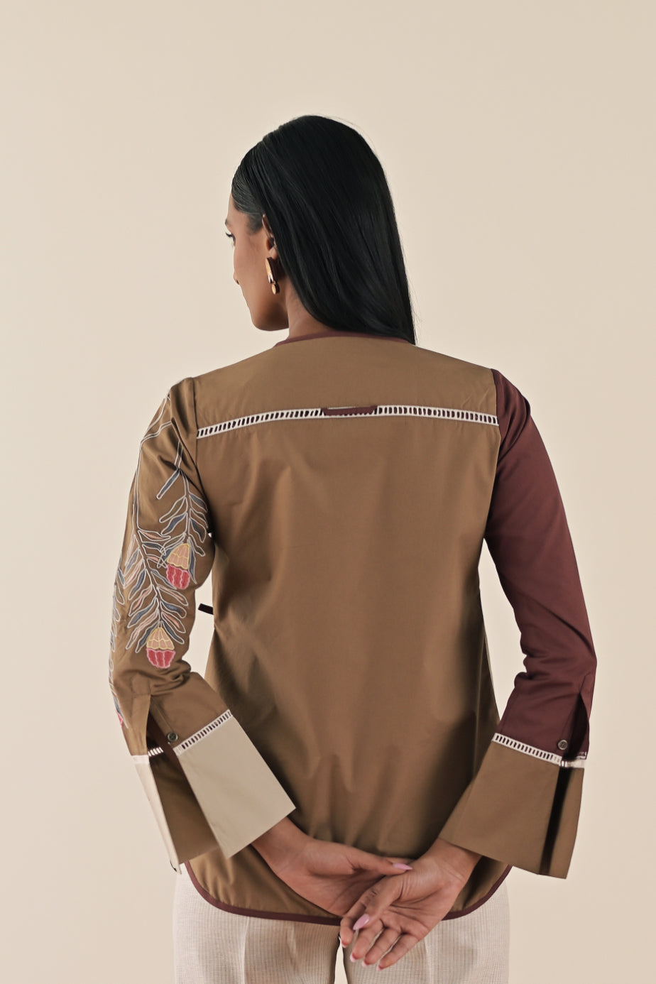 Triad wrap around top with textured pants image 3