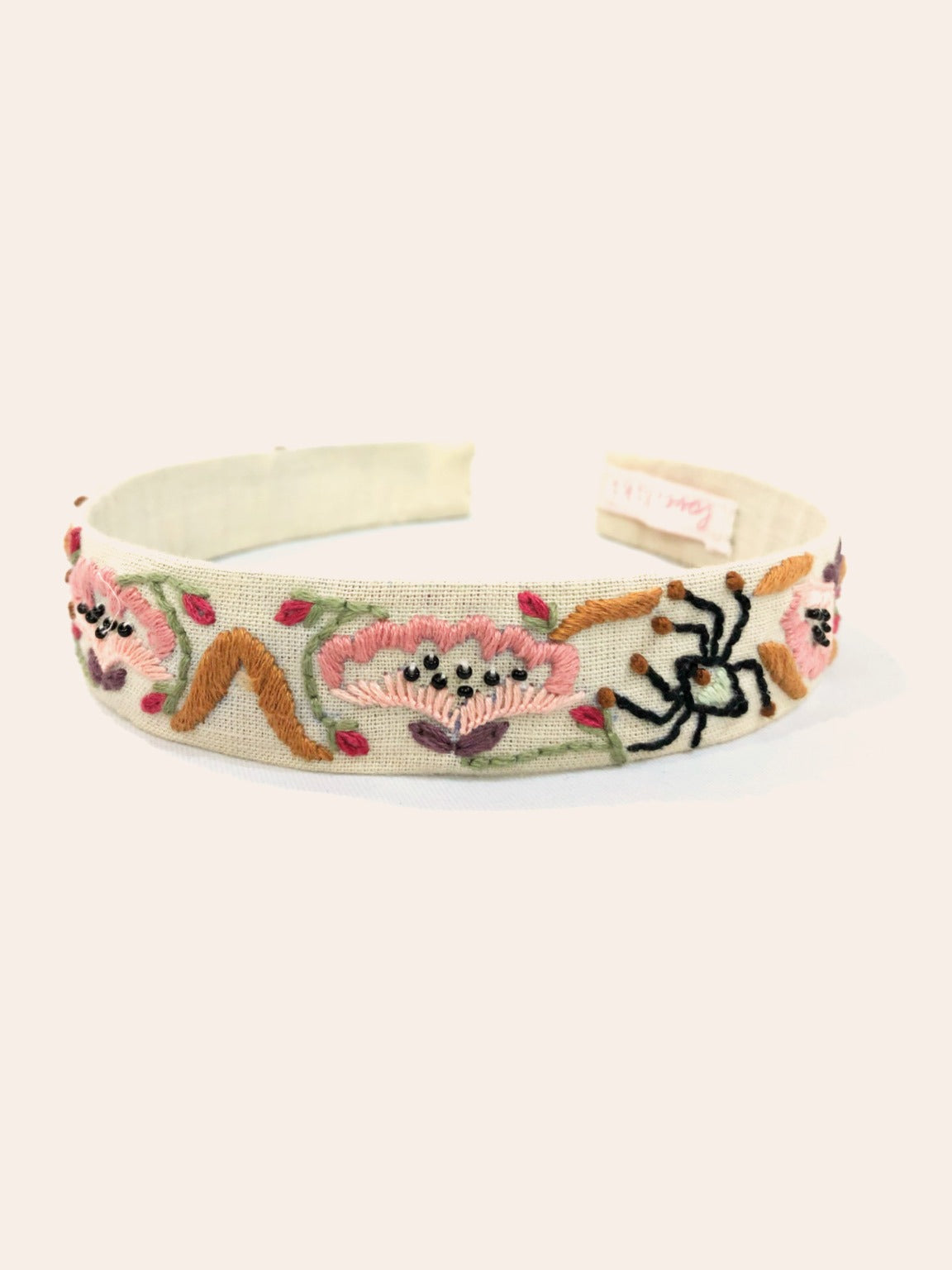 Hand embroidered beetle hair band. image 1