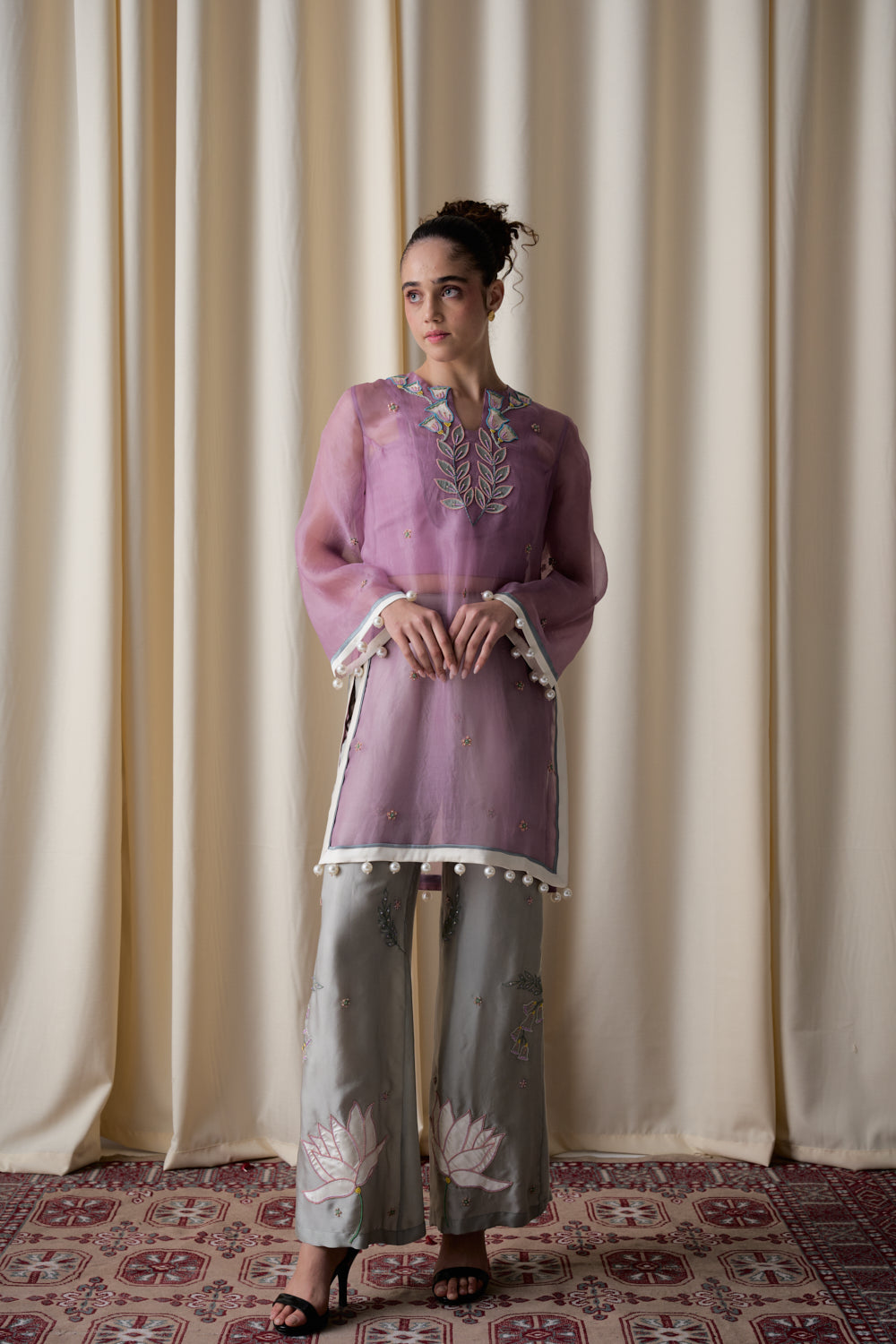 Lilac sheer tunic ensemble image 0
