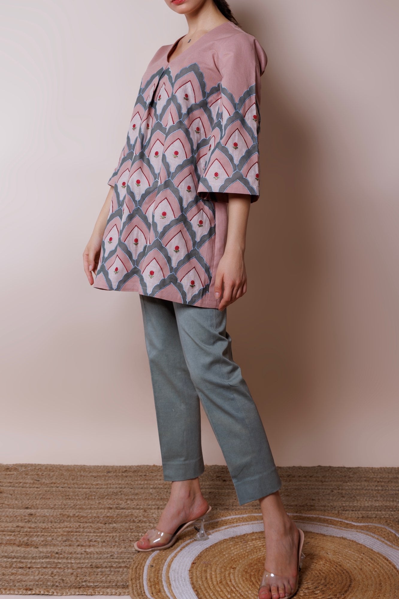 Pink patch work tunic image 3
