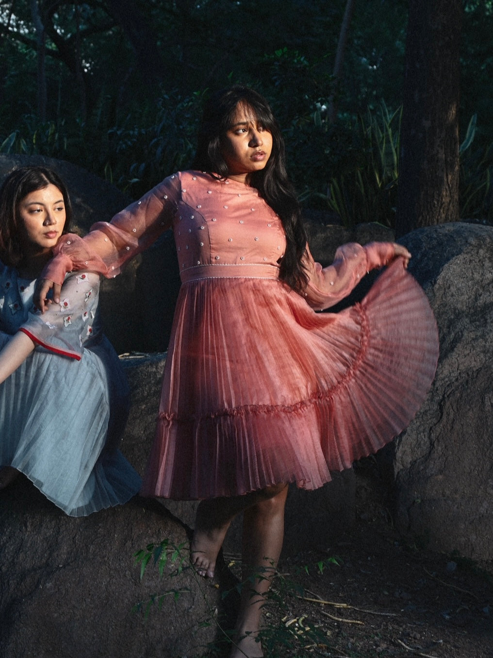 Blush pink organza skater dress. image 0