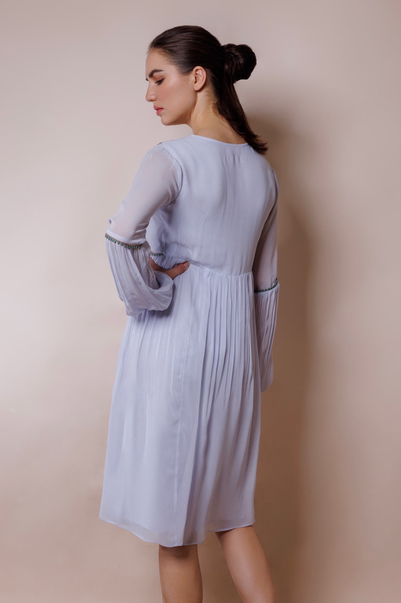 Powder blue georgette dress image 3