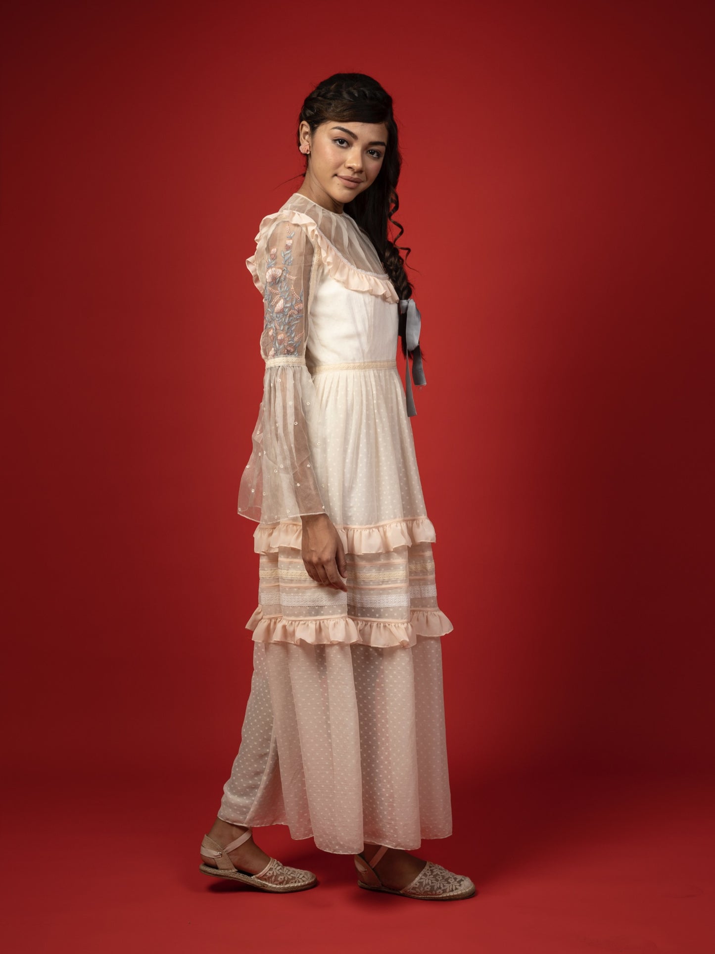 Dotted chiffon gown. image 2