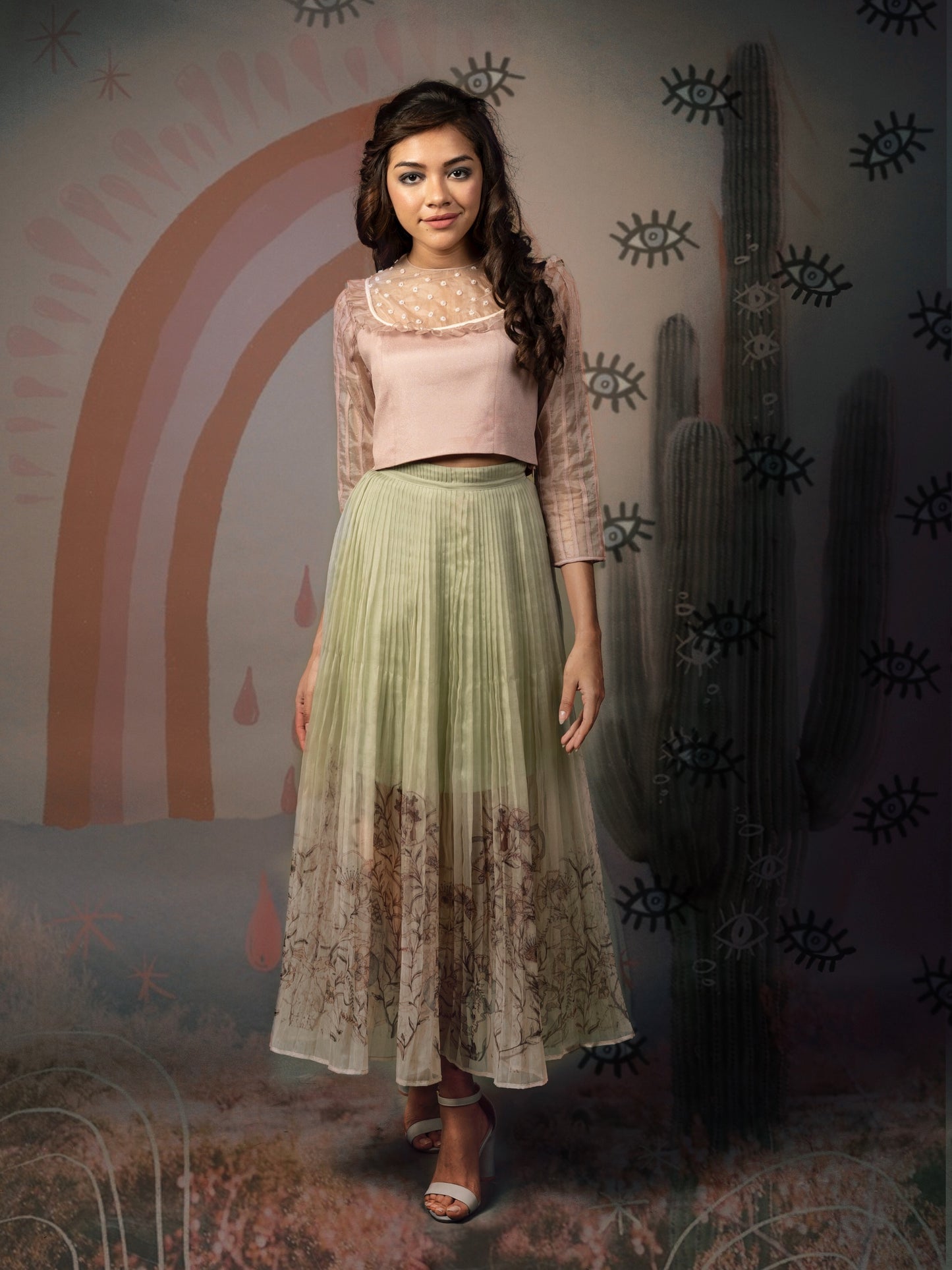 Rose gold top with organza skirt. image 0
