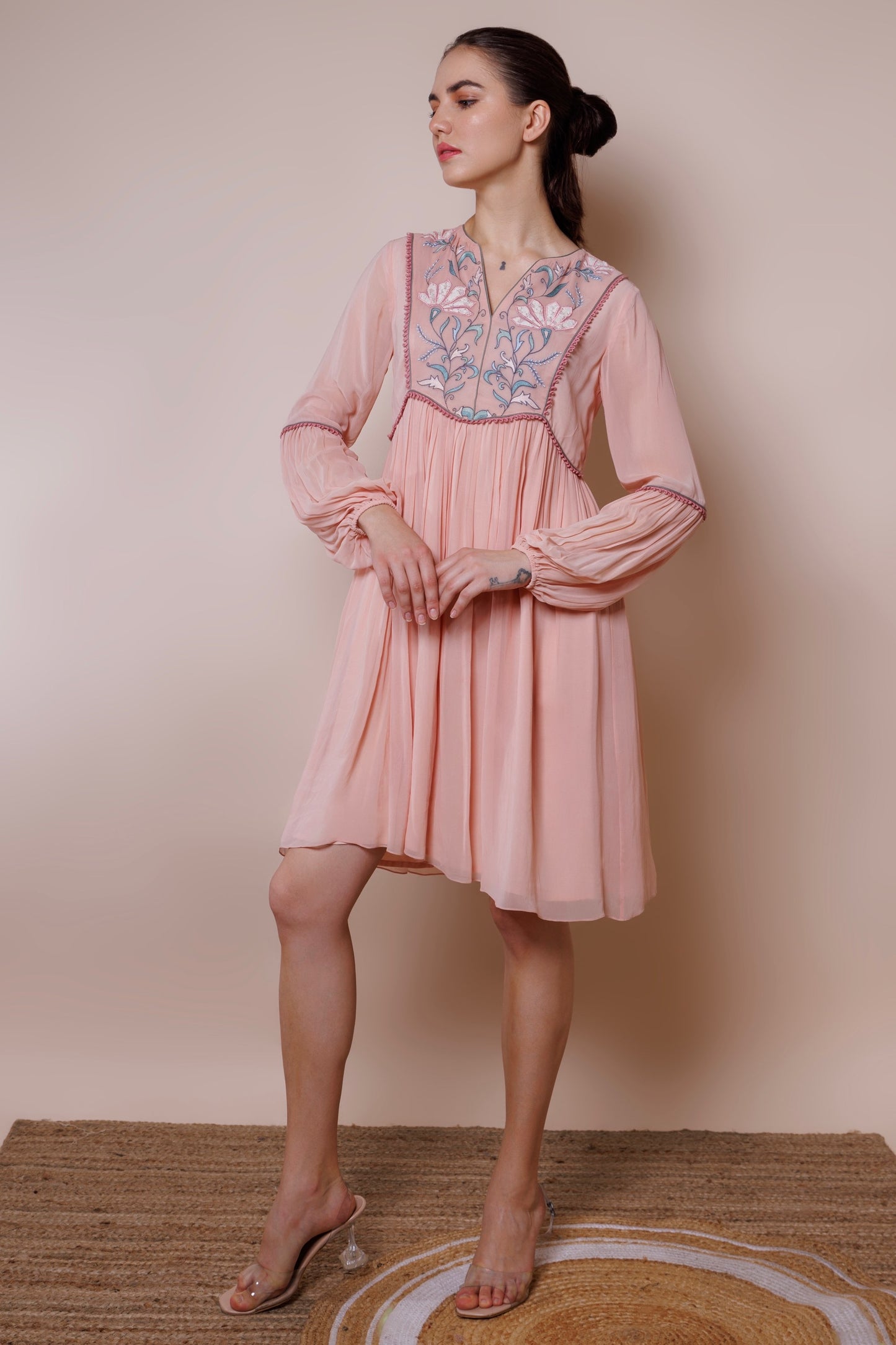 Pink georgette dress image 3