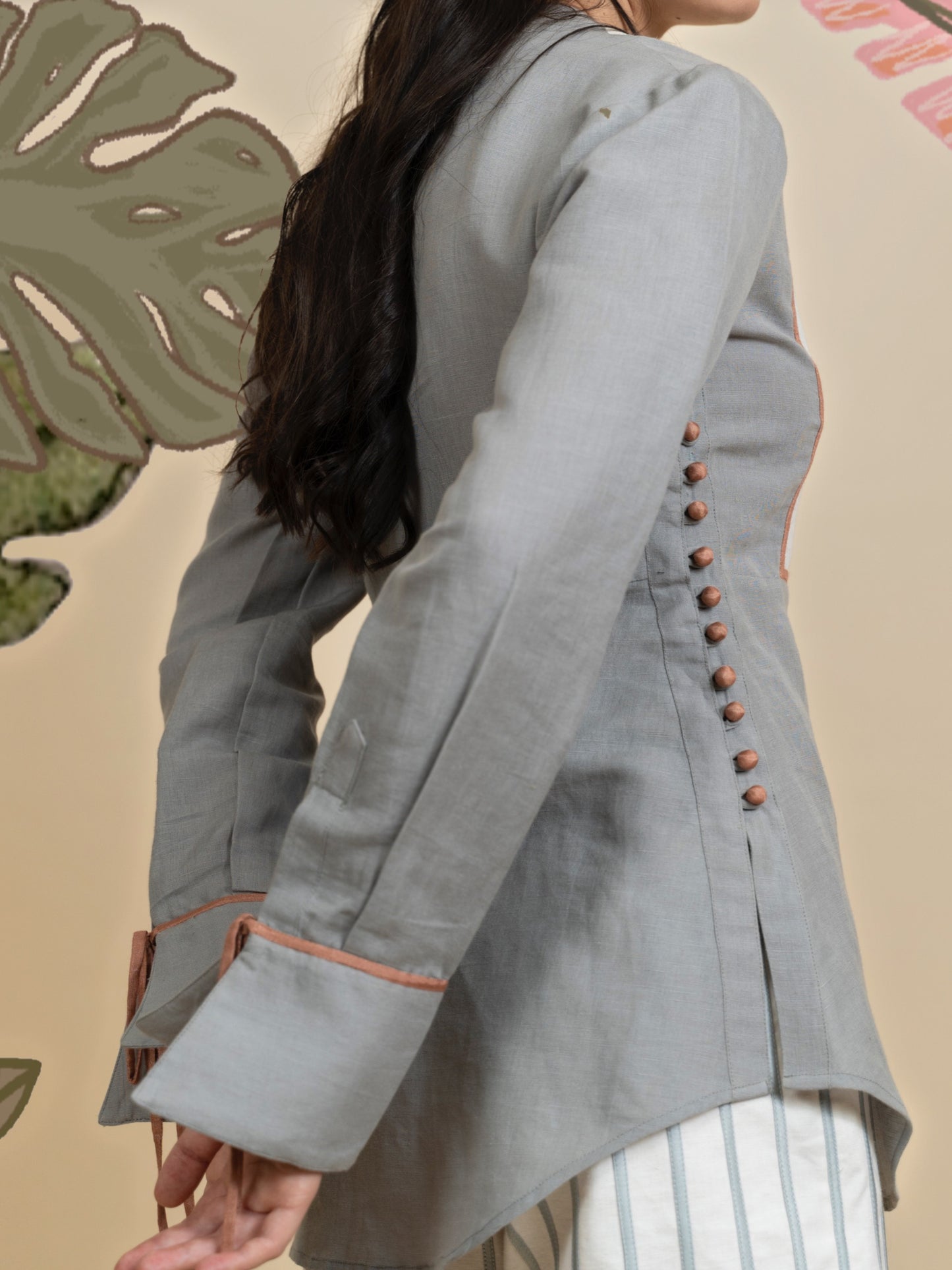 Floral embroidered top with pants. image 2