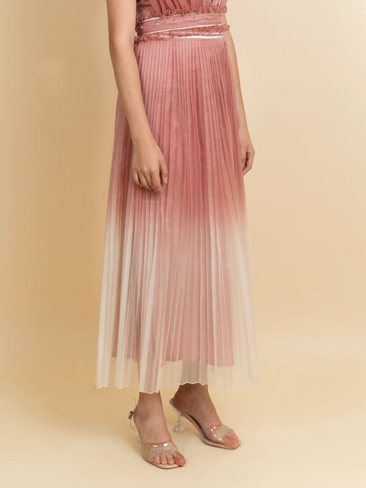 Pleated organza skirt. (Rose gold) image 0