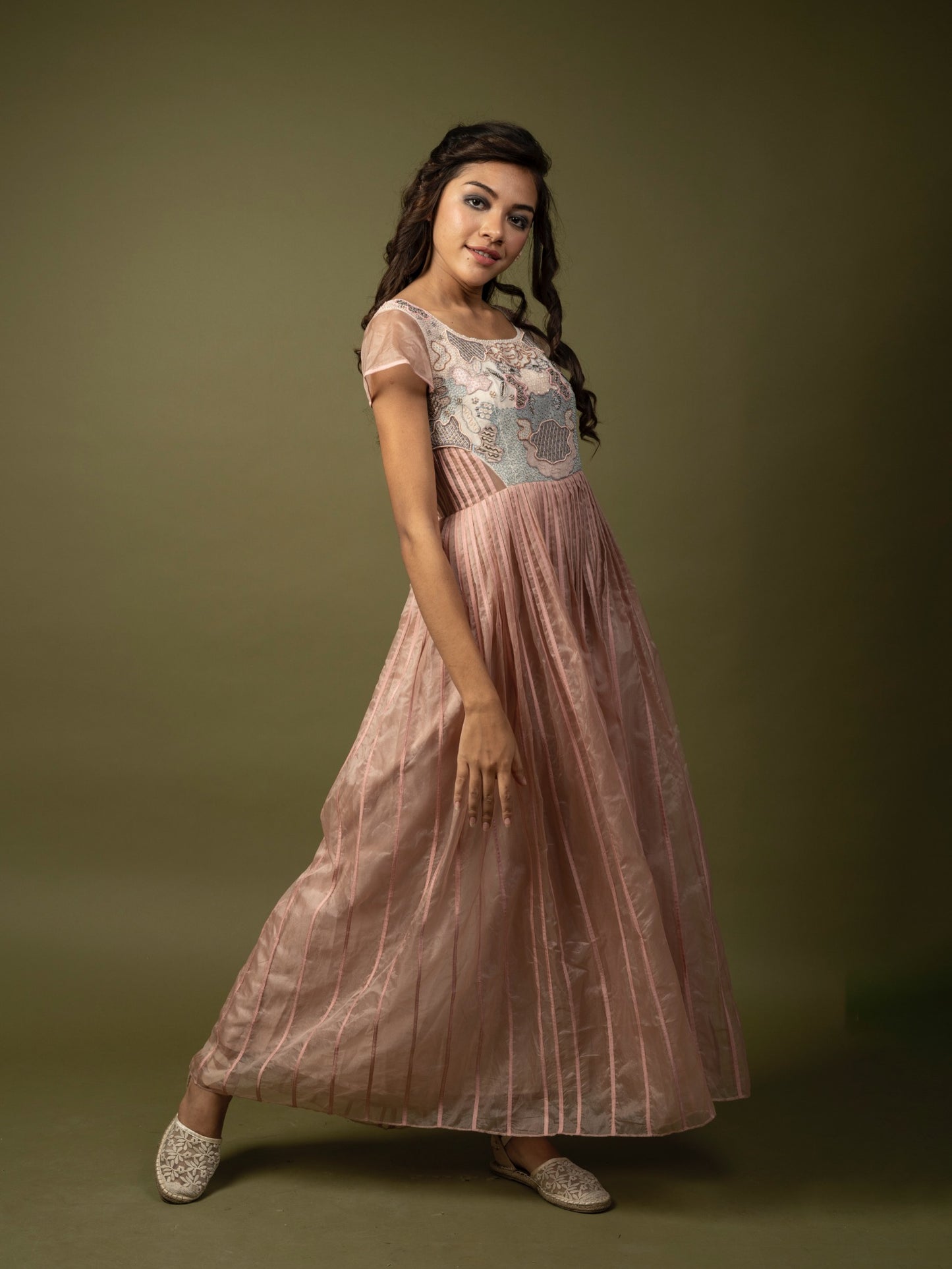 Organza striped gown. image 1